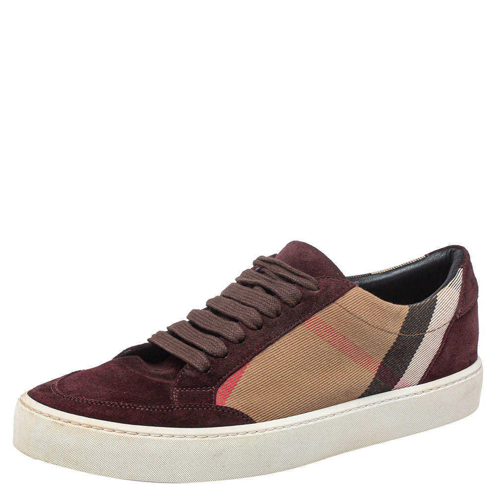 Burberry Brown/Beige Canvas And Suede Sneakers Size 39