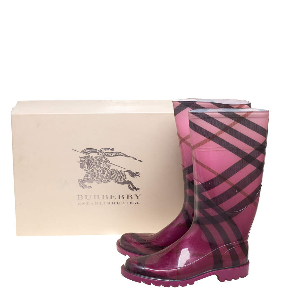 Burberry rain boots purple on sale