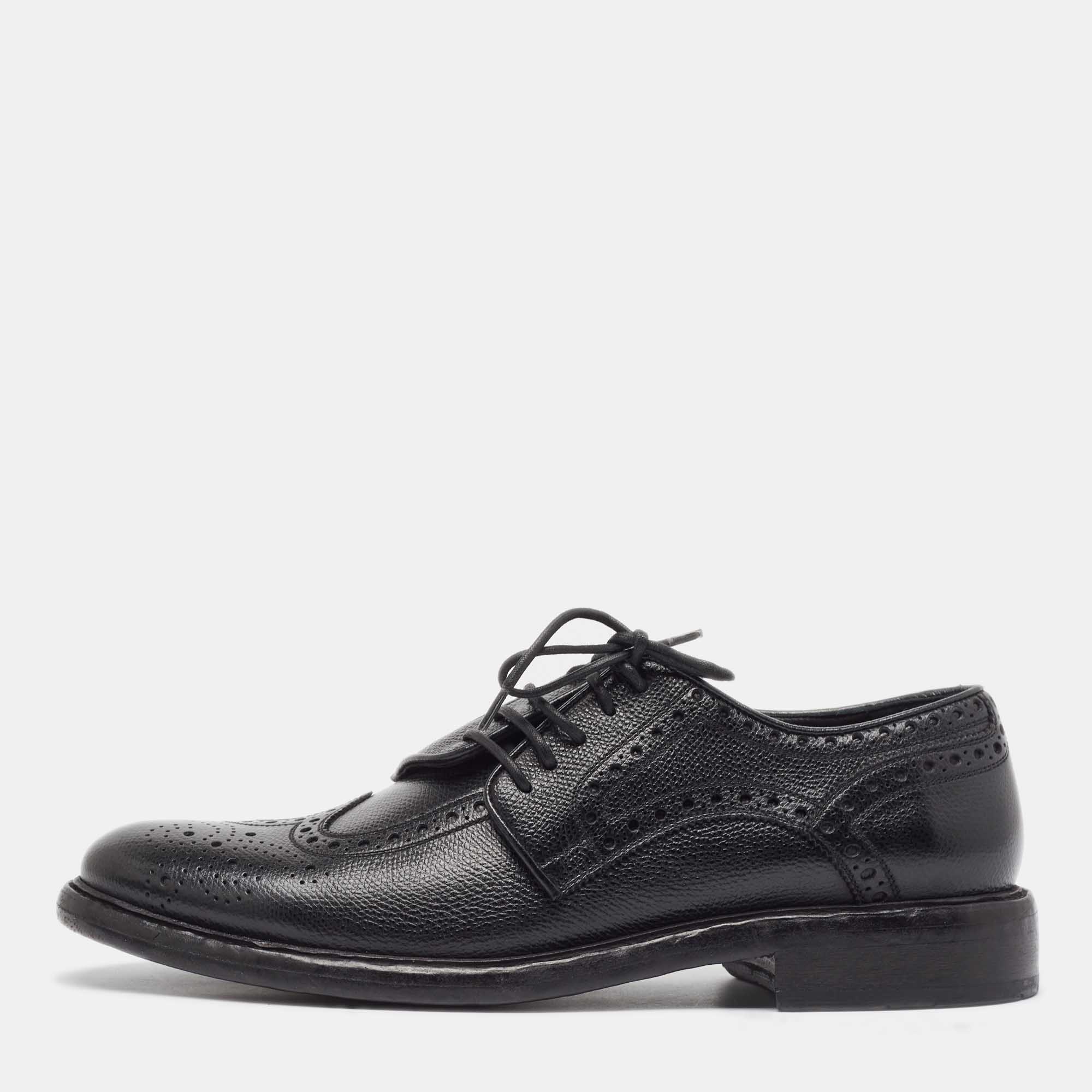 Burberry Black Brogue Leather Rayford Derby Size 43