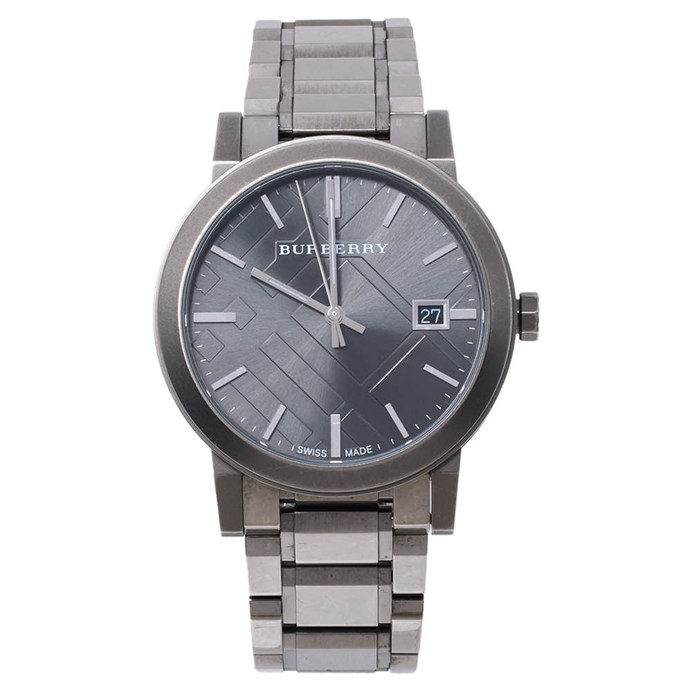 Burberry Grey Ion Plated Stainless Steel The City BU9007 Men's Wristwatch 38 MM