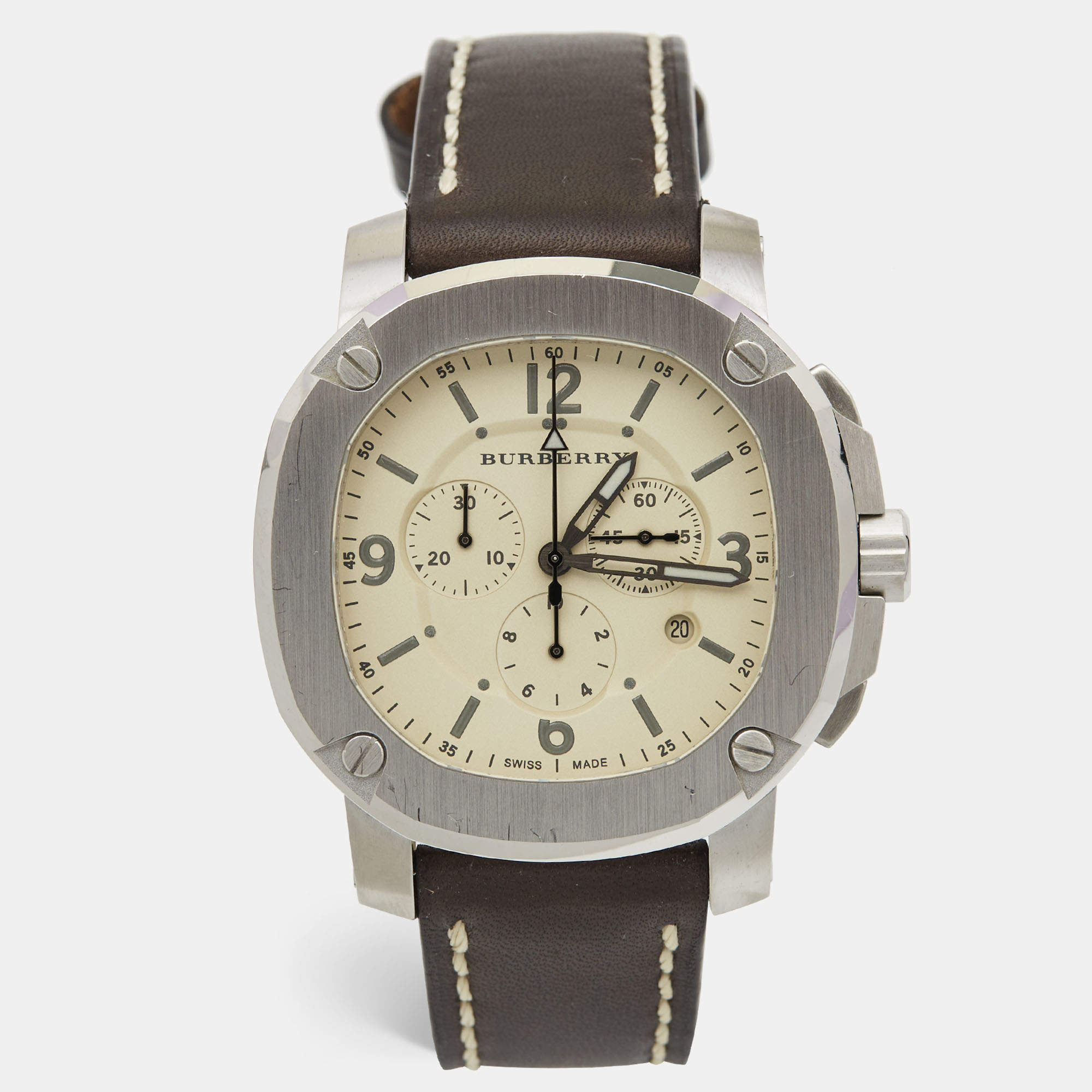 BURBERRY BBY1101 クロノグラフ　THE BRITAIN Burberry The Britain Chrono Dial Brown Leather Watch BBY1101