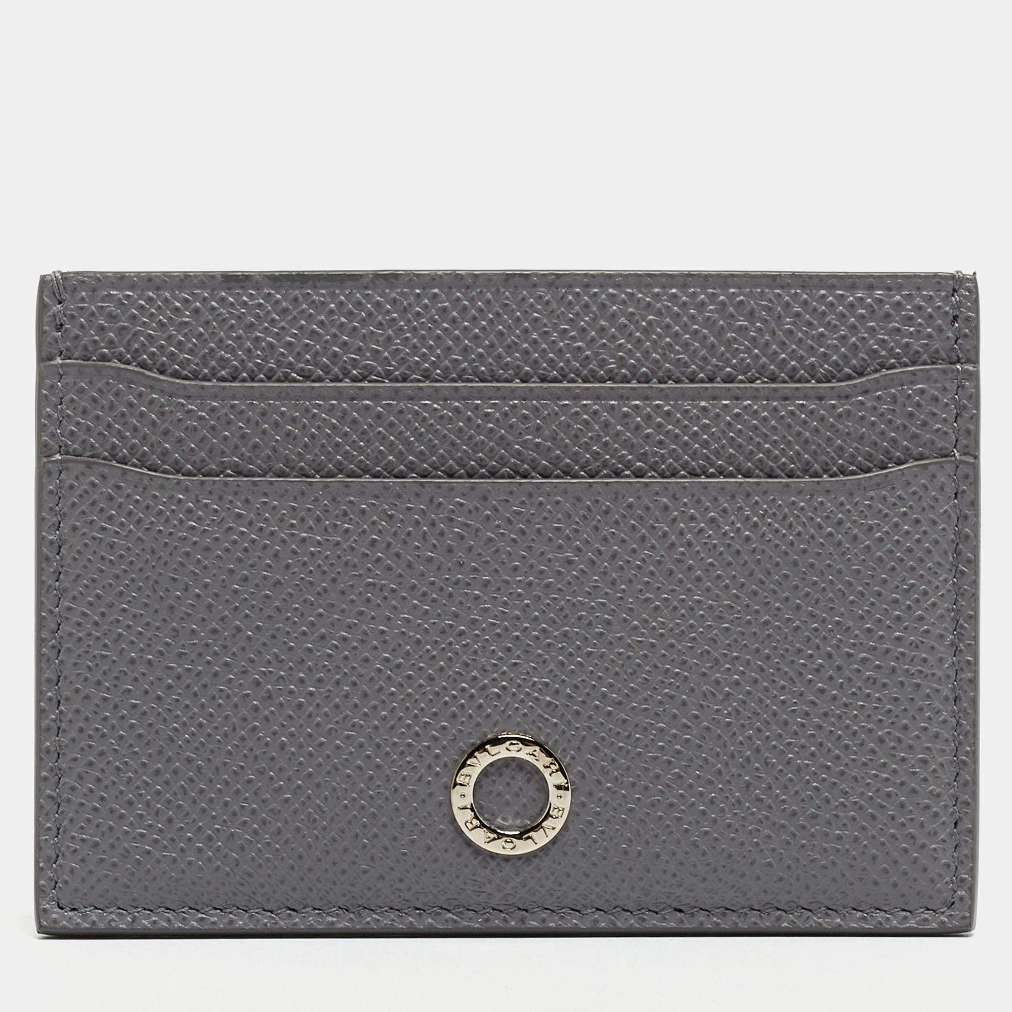 Bvlgari Grey Grain Leather Bvlgari Bvlgari Card Holder