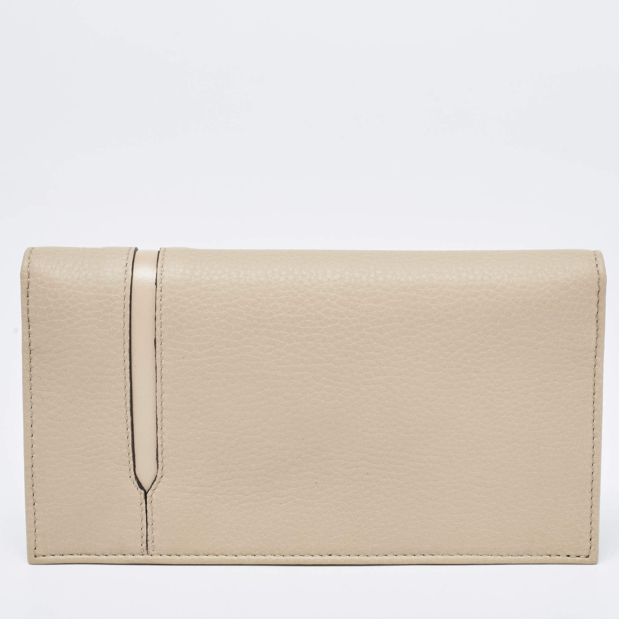 Bvlgari Two Tone Beige Leather Bifold Long Wallet