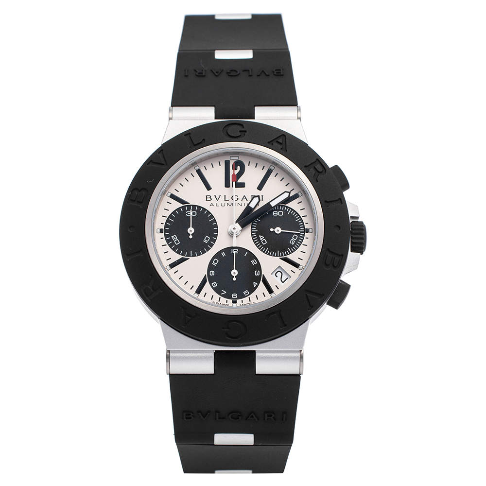 مملوكة مسبقًا Bvlgari Grey Aluminum Rubber BB40ATCH Men's Wristwatch 40 mm
