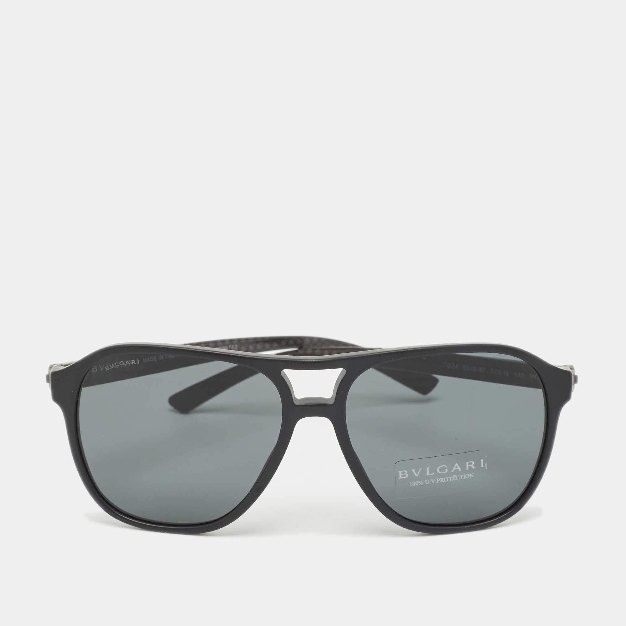 Bvlgari Matt Black 7034 Diagono Square Sunglasses