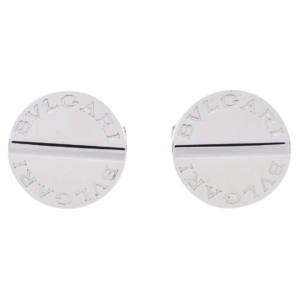 Bvlgari Silver Round Cufflinks