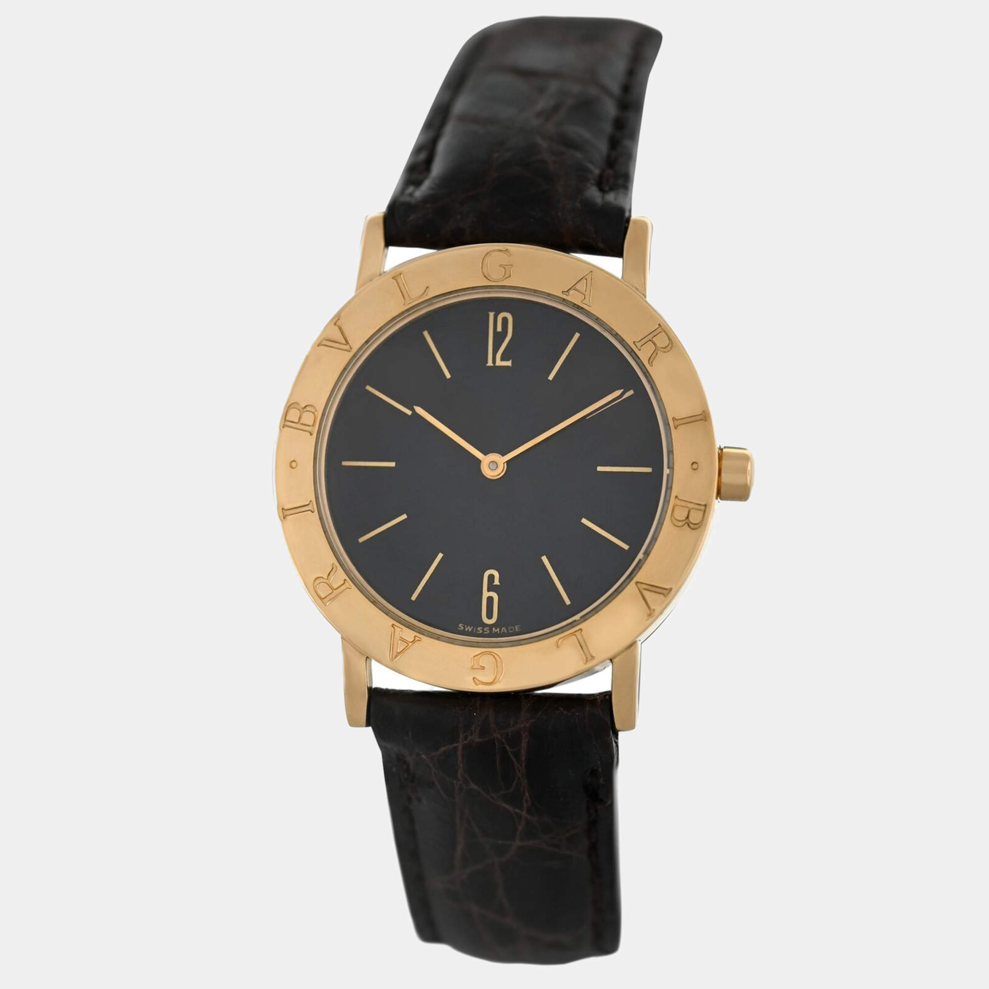 Bvlgari Black 18k Yellow Gold BB 33 GL Quartz Men's Wristwatch 33 mm