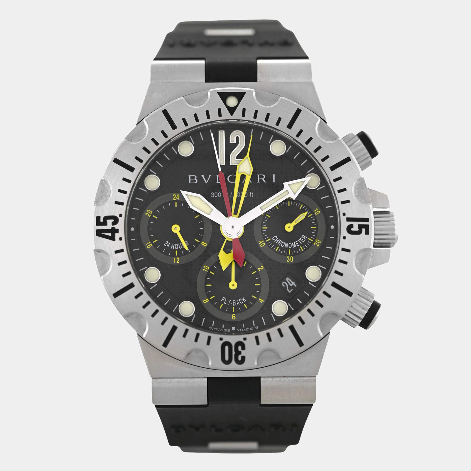 Bvlgari Black Rubber Diagono SC 40 S Automatic Men's Wristwatch 40 mm