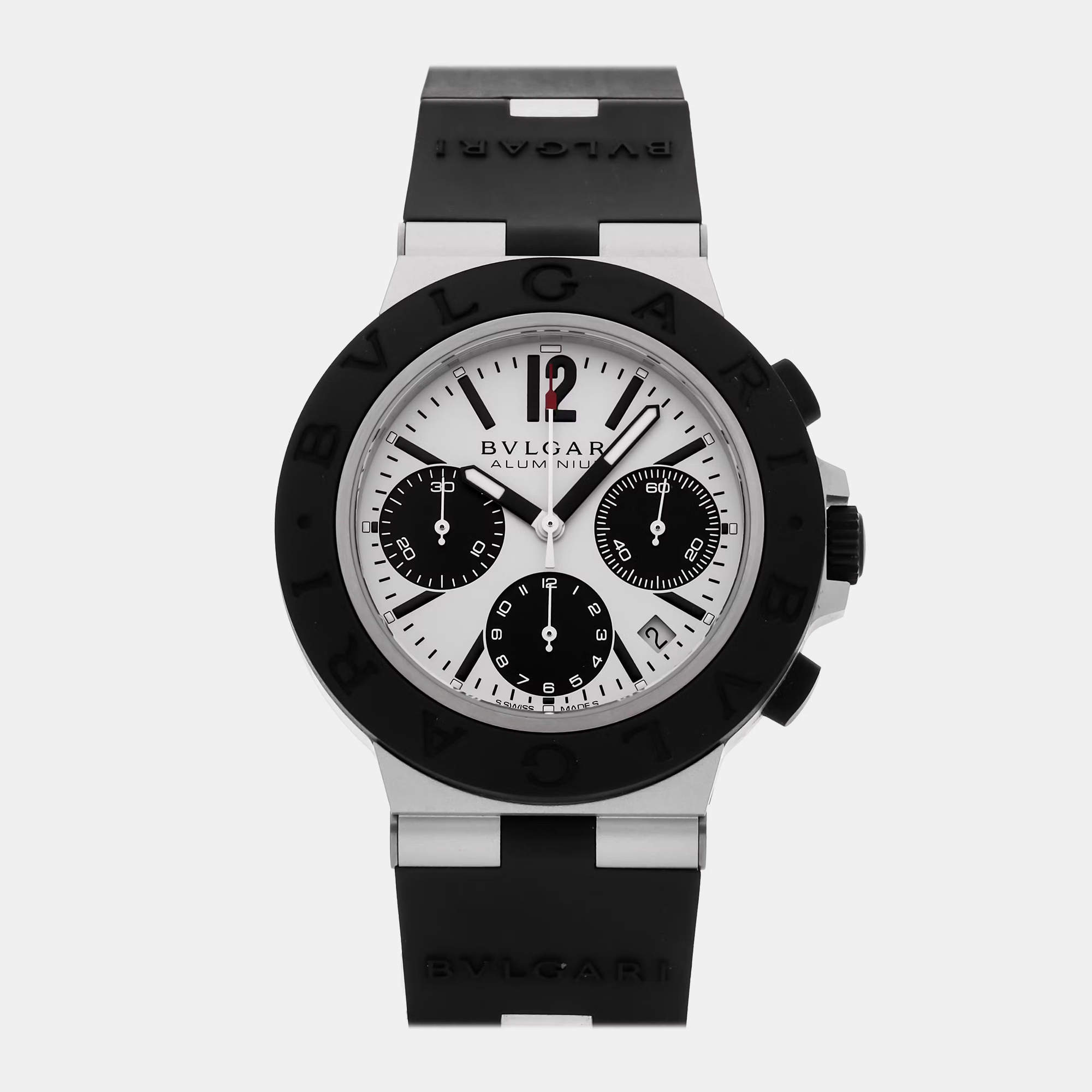 Pre Owned Bulgari Bvlgari Aluminium Chronograph 103722 Automatic White Aluminium & Titanium Men’s Wristwatch 41mm