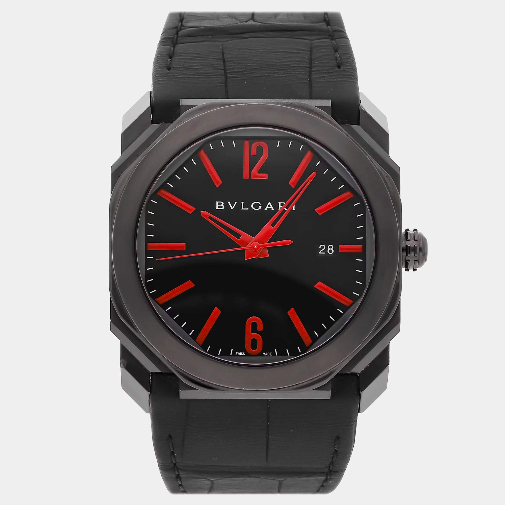 Pre Owned Bvlgari Octo 102738 Automatic Black Stainless Steel Men’s Wristwatch 41 mm