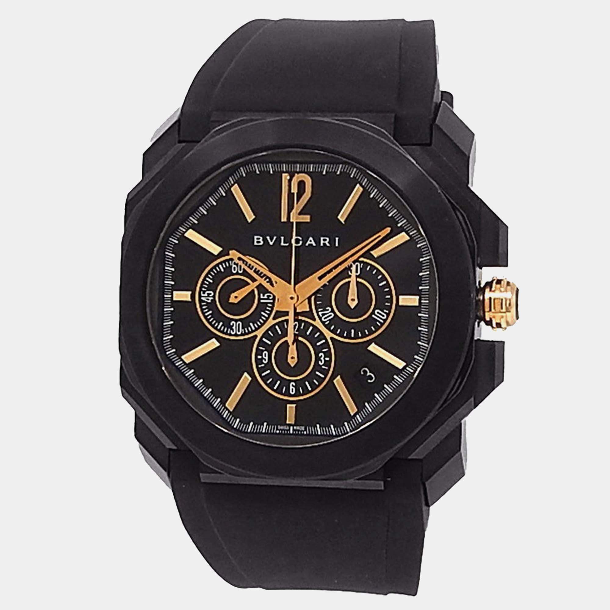 Pre Owned Bvlgari Octo 102630 Automatic Black Stainless Steel Men’s Wristwatch 41 mm