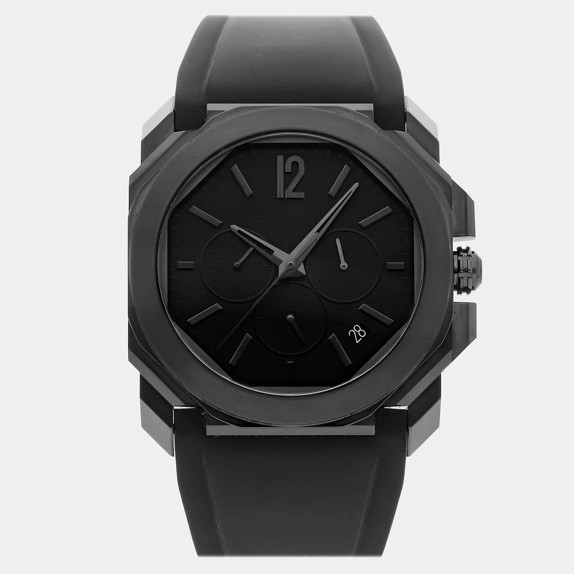 Pre Owned Bvlgari Octo 103027 Automatic Black Stainless Steel Men’s Wristwatch 41 mm