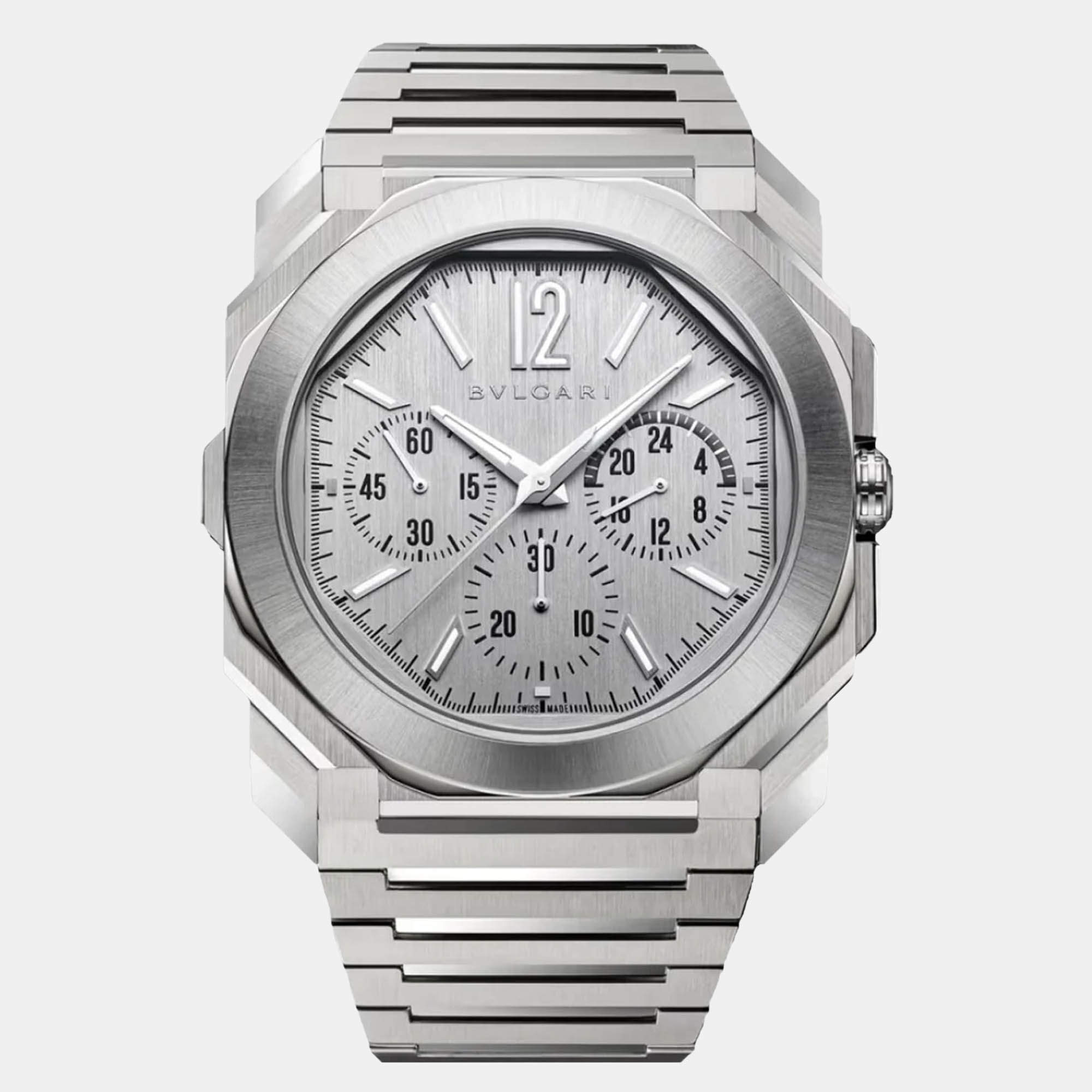 Pre Owned Bvlgari Octo Finissimo 103661 Automatic Silver Stainless Steel Men's Wristwatch 43 mm