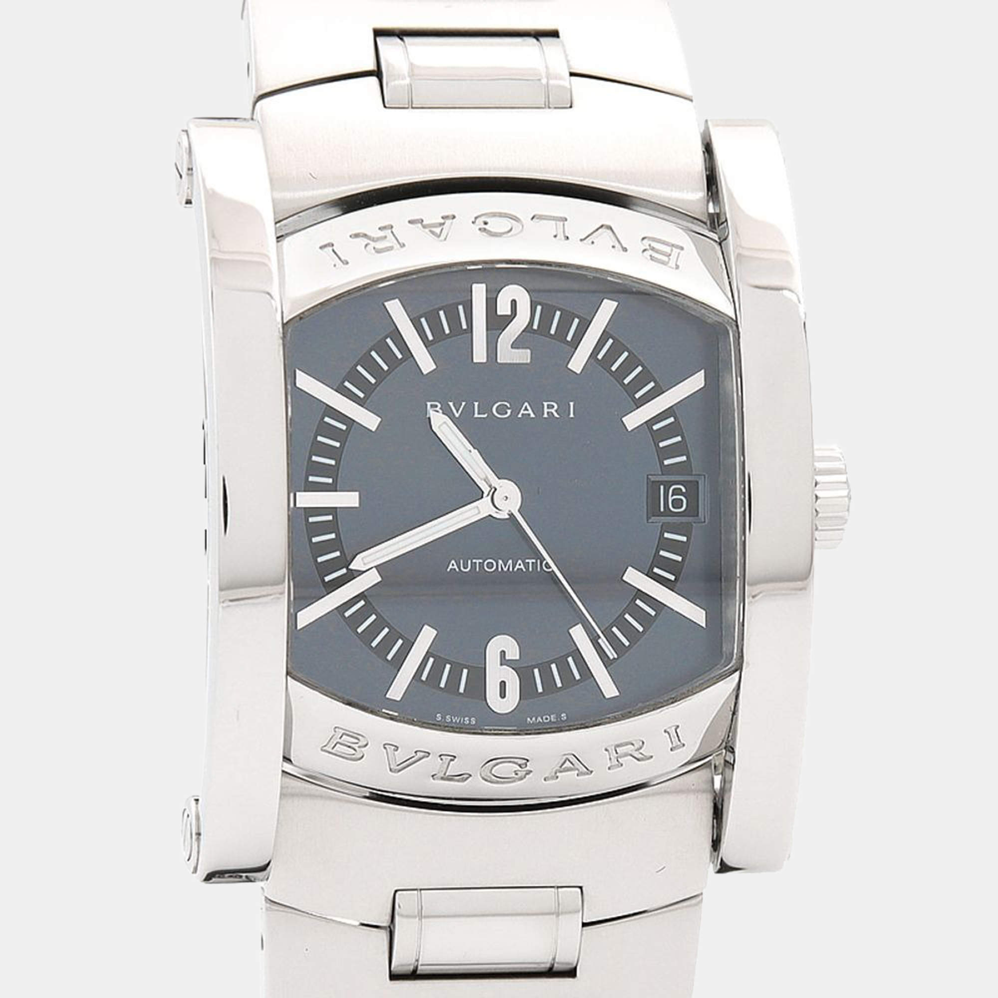 Pre Owned Bvlgari Assioma AA44S Automatic Stainless Steel Men's Wristwatch 34.5 mm