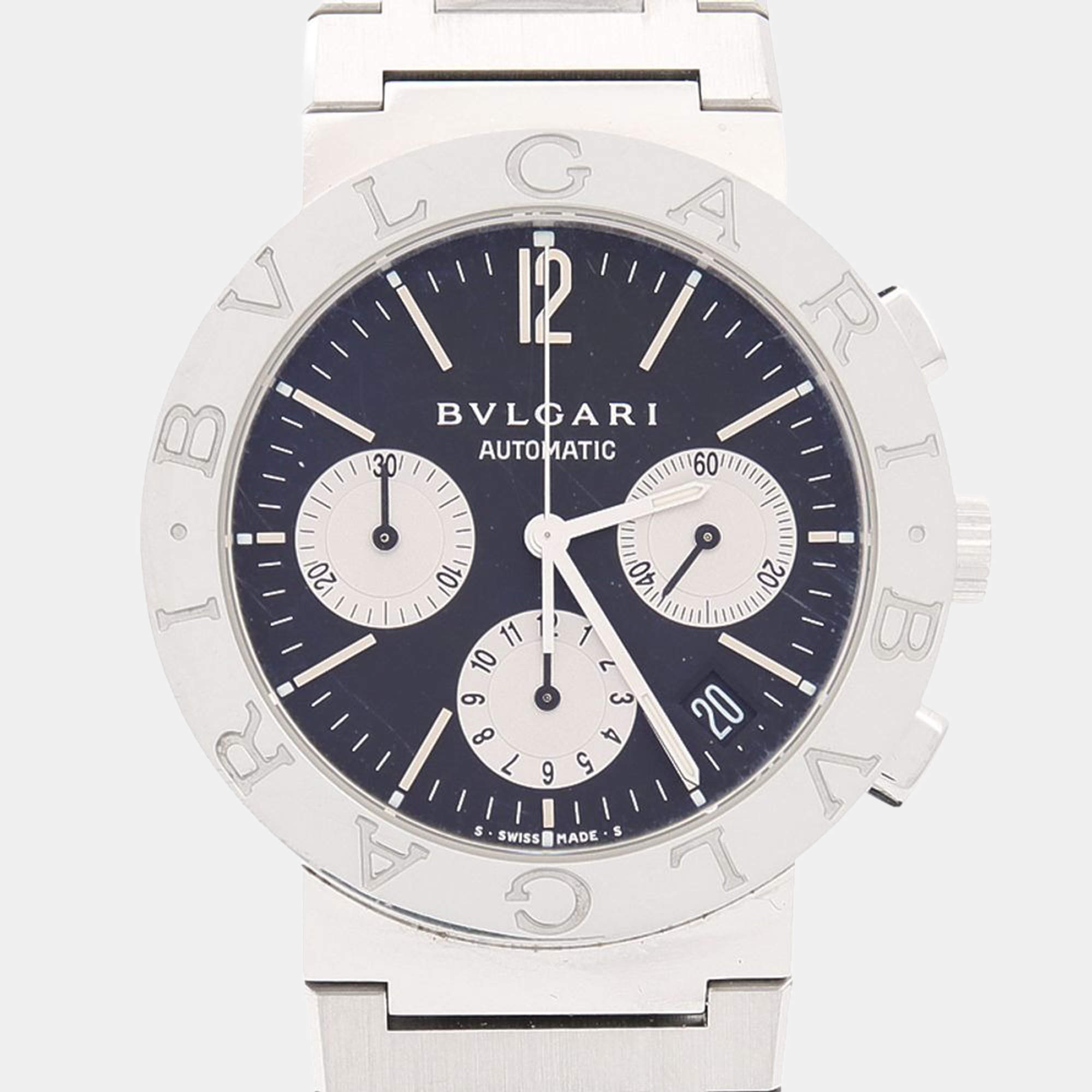 Pre Owned Bvlgari BB BB38SSCH Automatic Stainless Steel Men's Wristwatch 38 mm