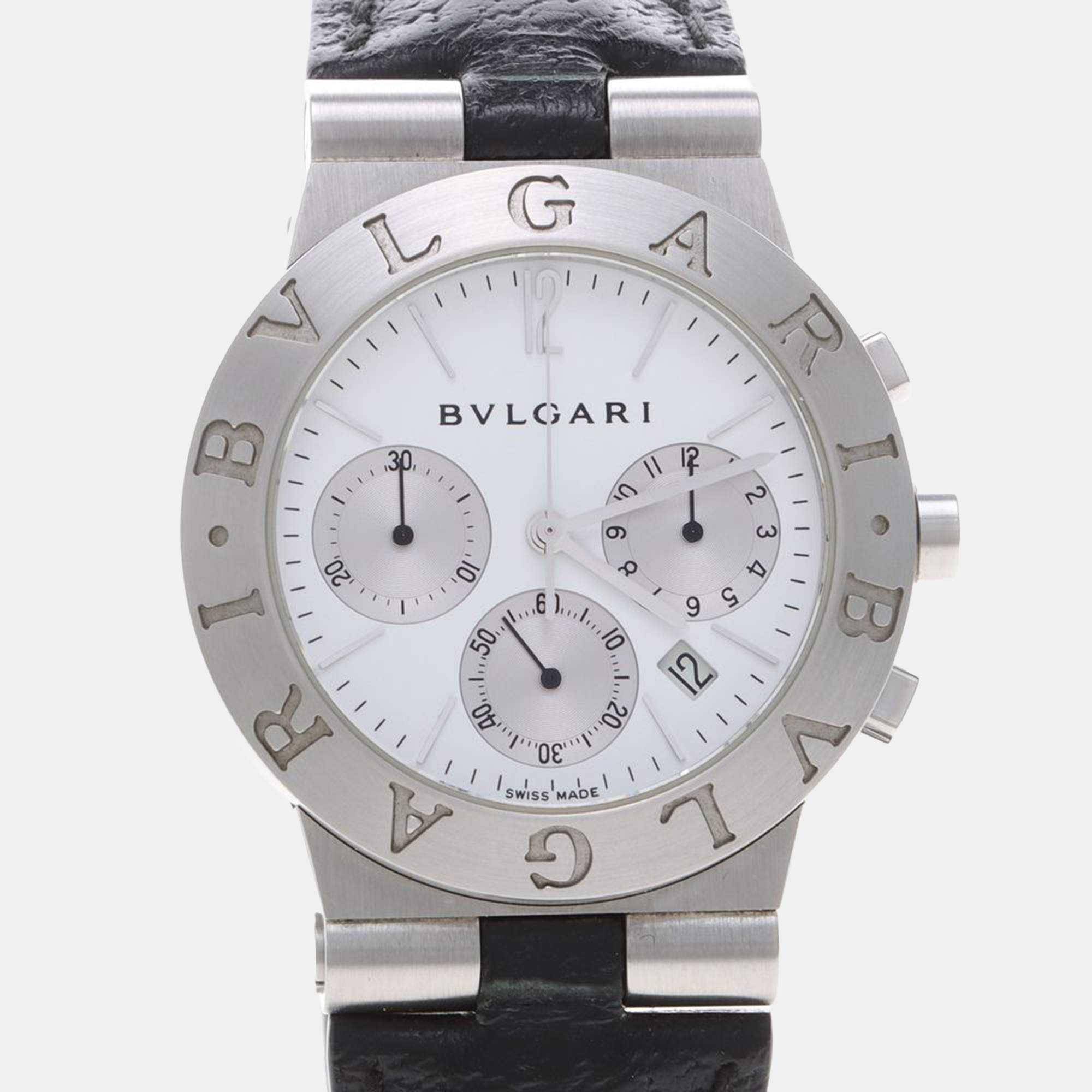 Pre Owned Bvlgari Diagono Sport CH35S Quartz Stainless Steel Men's Wristwatch 36 mm