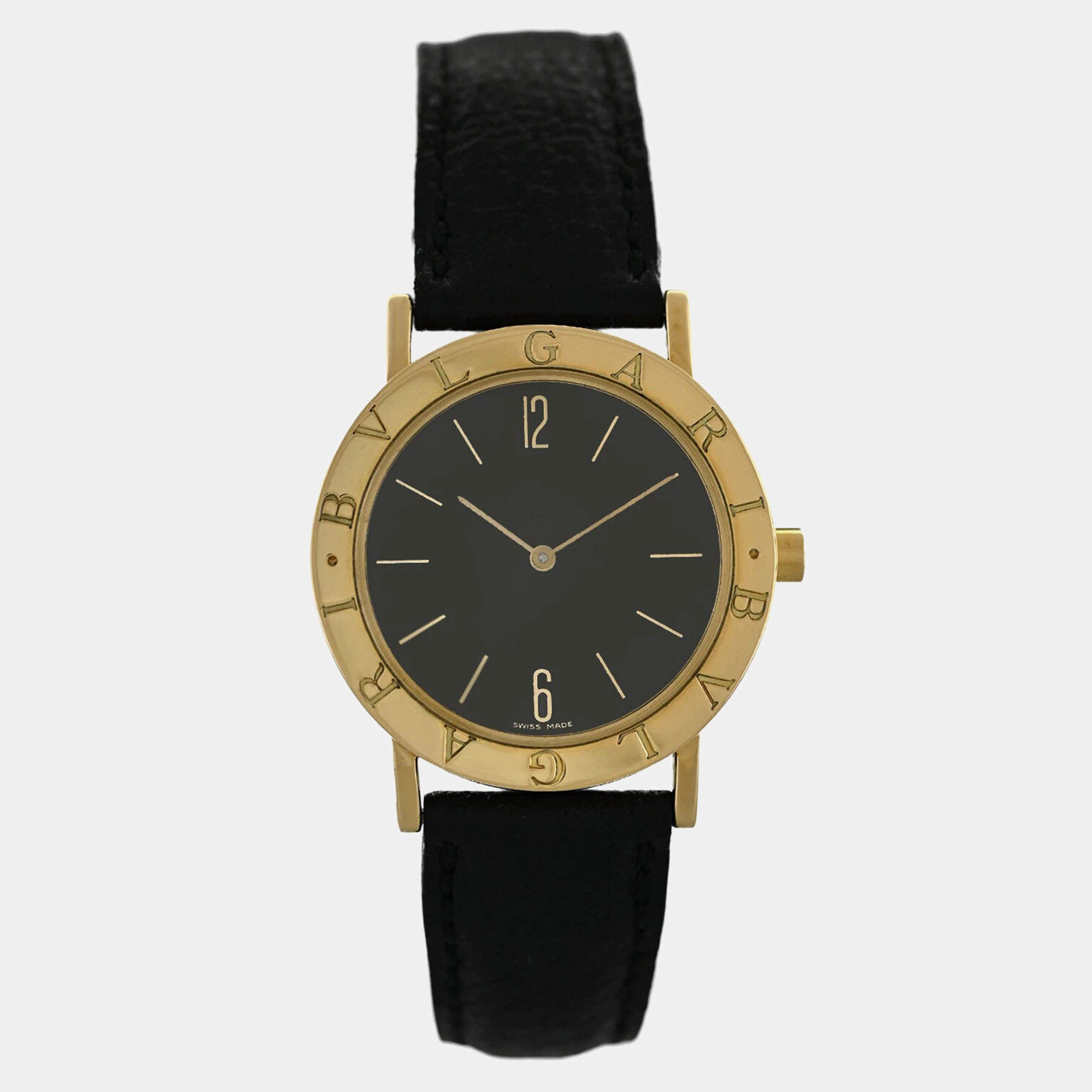 Pre Owned Bvlgari BvlgariBvlgari BB33GL Quartz Black 18k yellow gold Men's Wristwatch 33 mm