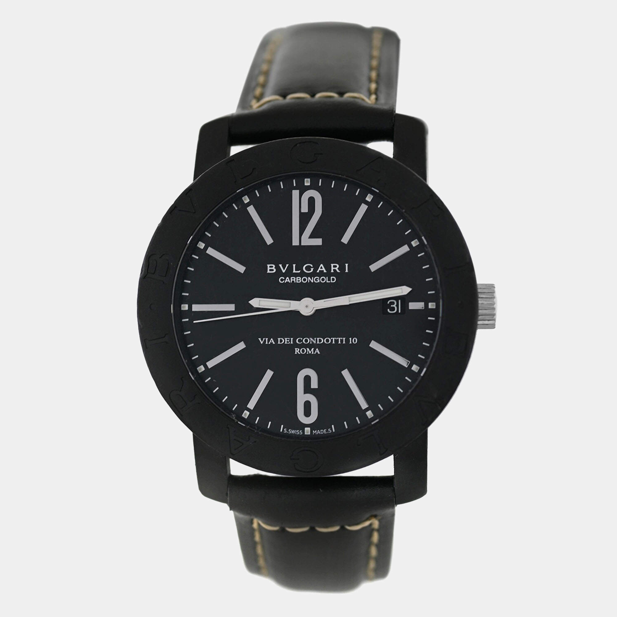 Pre Owned Bvlgari BvlgariBvlgari BB40CL Automatic Black carbon steel Men's Wristwatch 40 mm