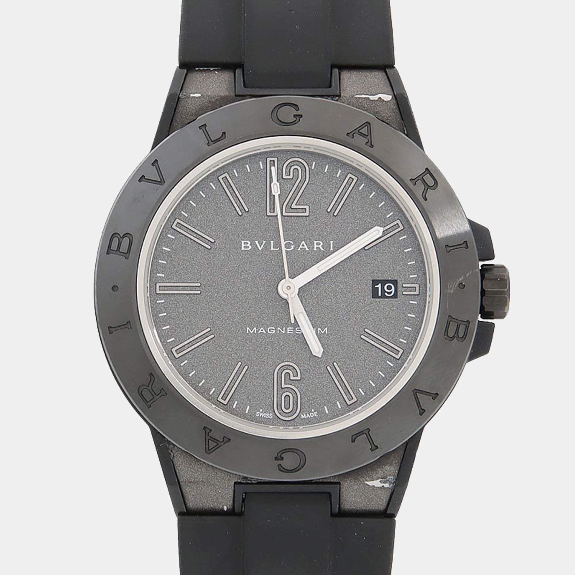 Pre Owned Bvlgari Diagono Magnesium DG41SMC Automatic Grey Magnesium Ceramic Men's Wristwatch 41mm