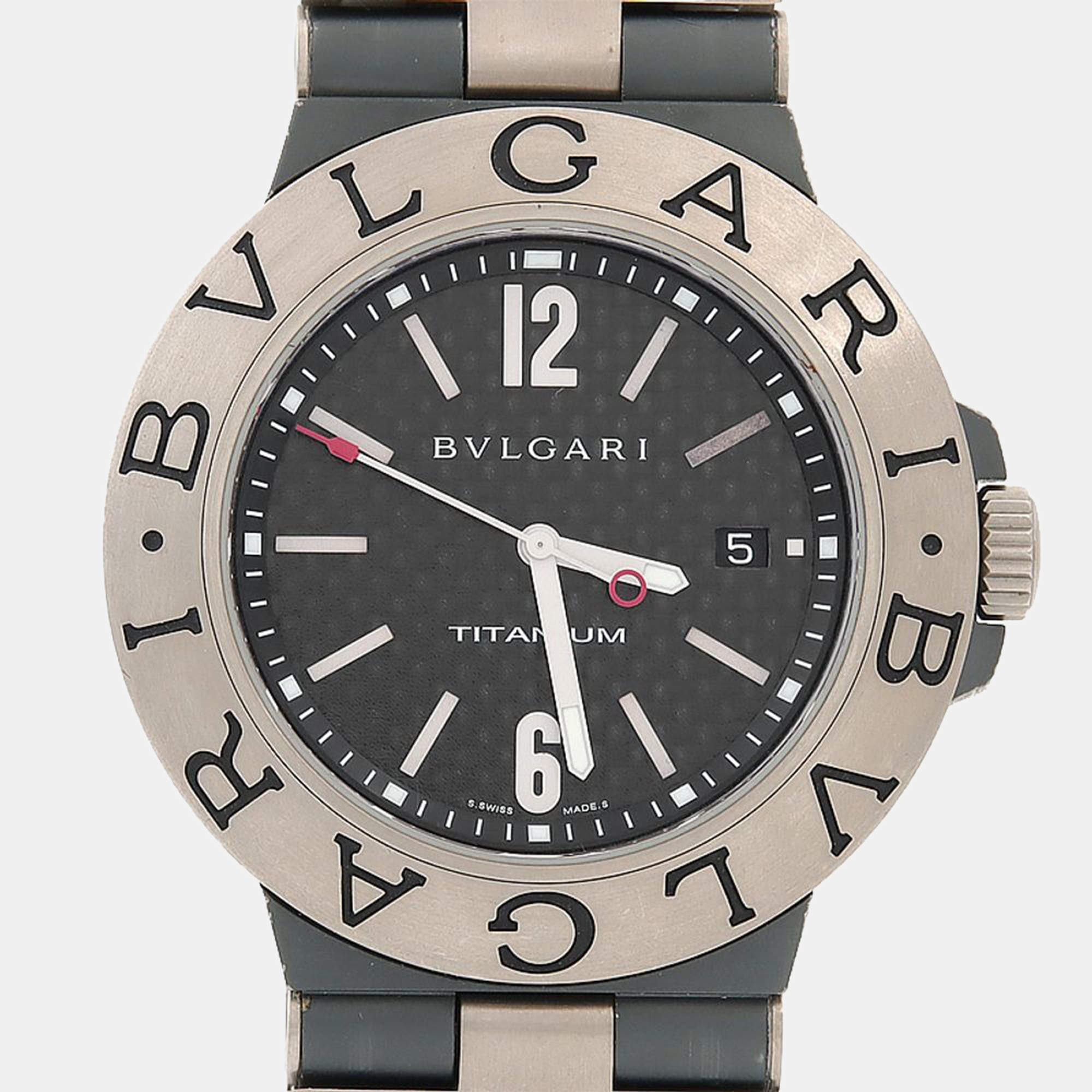 Pre Owned Bvlgari Diagono TI44TA Automatic Black Titanium Men's Wristwatch 44mm