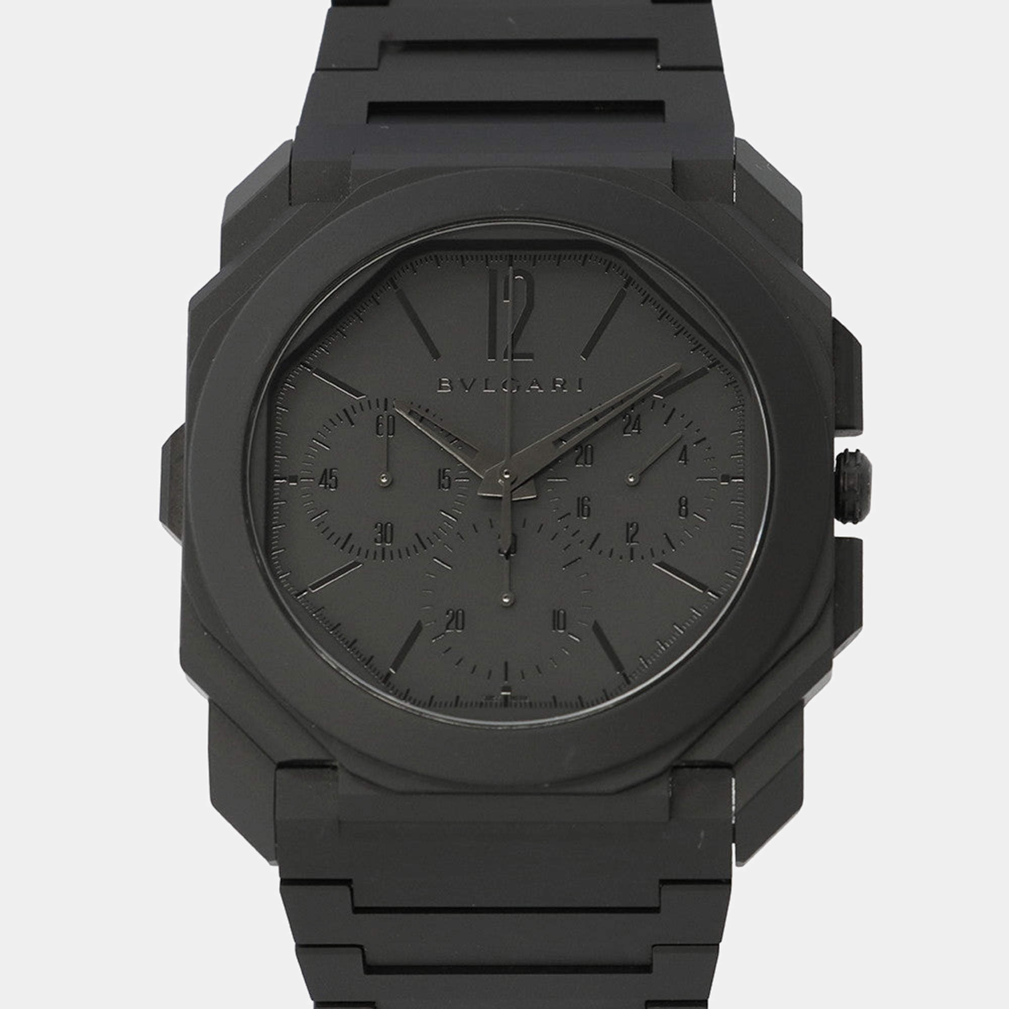 Pre Owned Bvlgari Octo Finissimo 103278 Automatic Black Ceramic Men's Wristwatch 43 mm