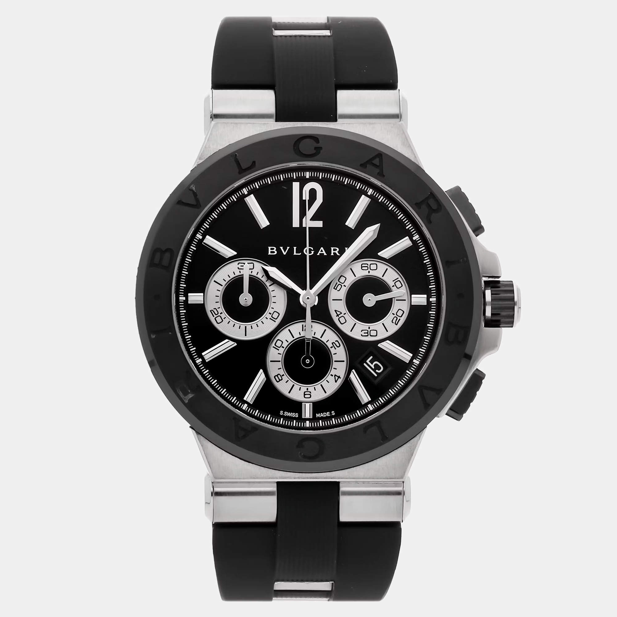 مملوكة مسبقًا Pre-Owned Bvlgari Diagono Chronograph DG42SCCH BLK Automatic 42 mm