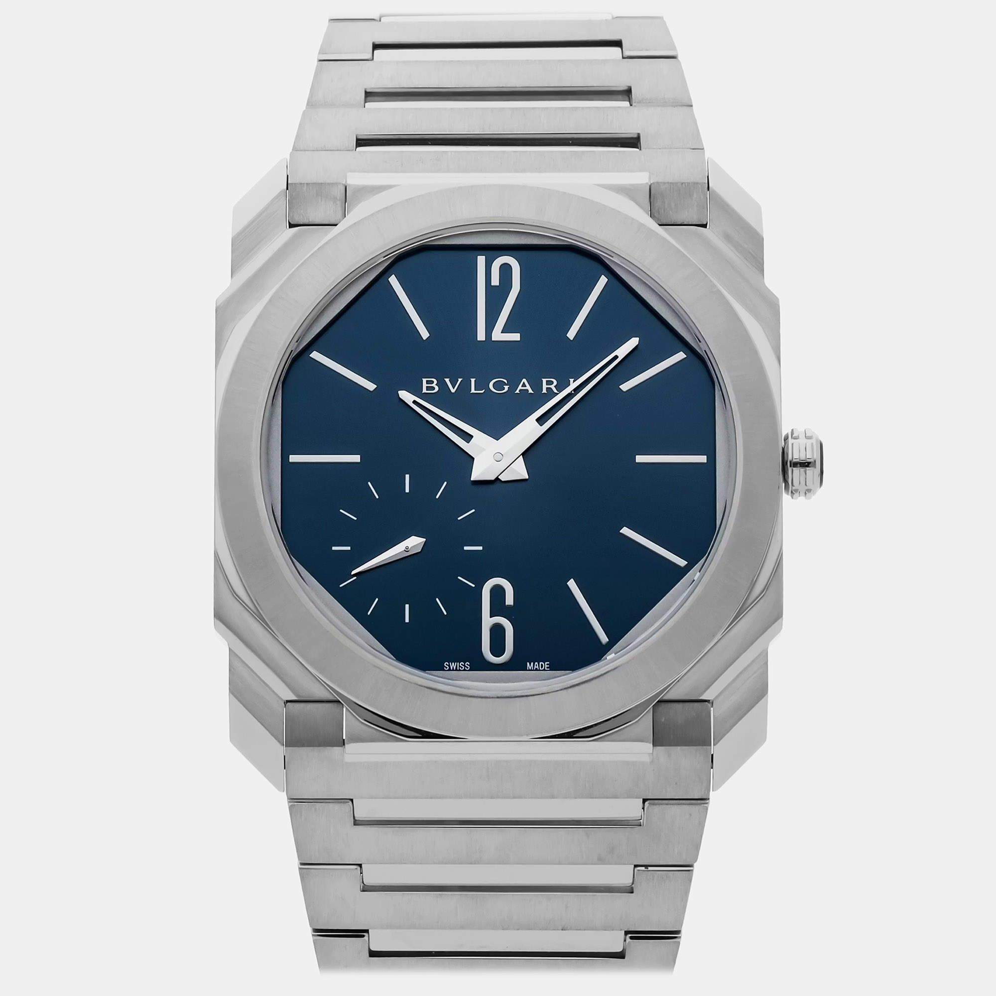 مملوكة مسبقًا Pre-Owned Bvlgari Octo Finissimo 103431 Blue Automatic Stainless Steel Men's Wristwatch 40 MM