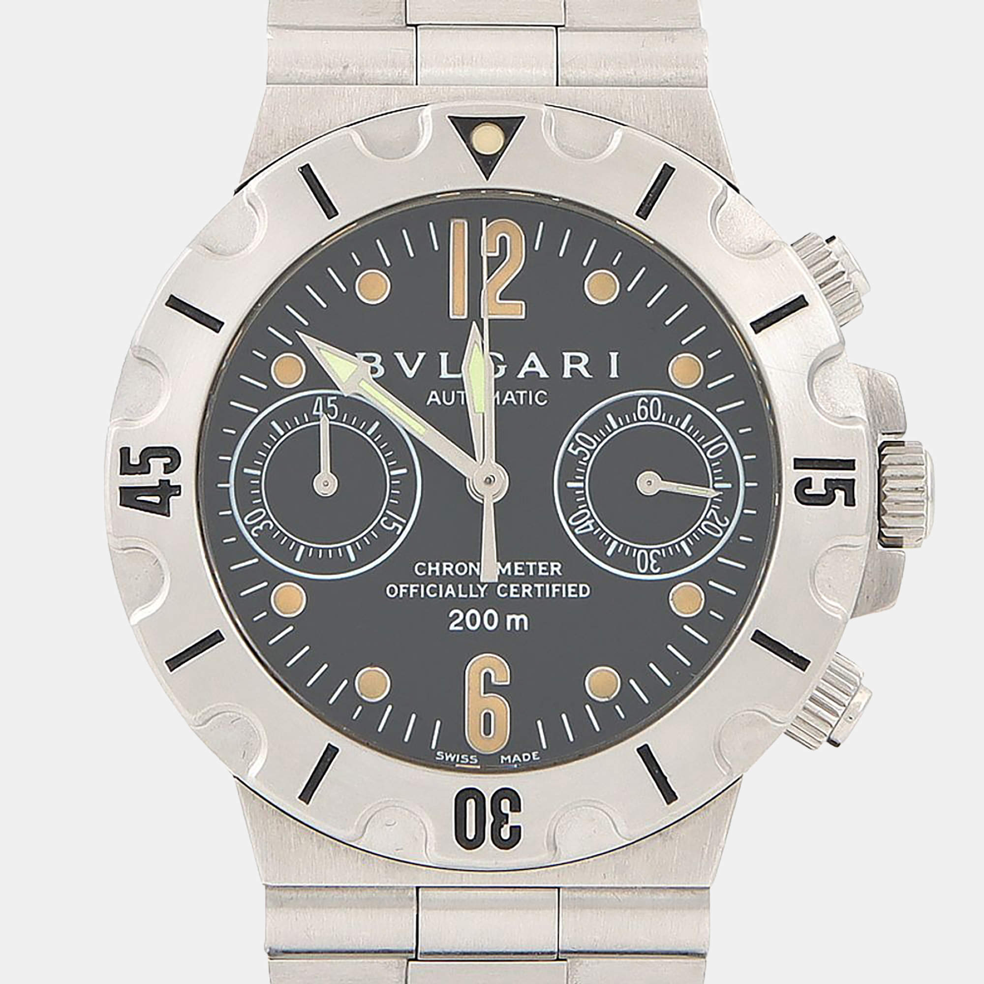 Pre Owned Bvlgari Diagono Scuba SCB38S Automatic Stainless Steel Men's Wristwatch 38 mm
