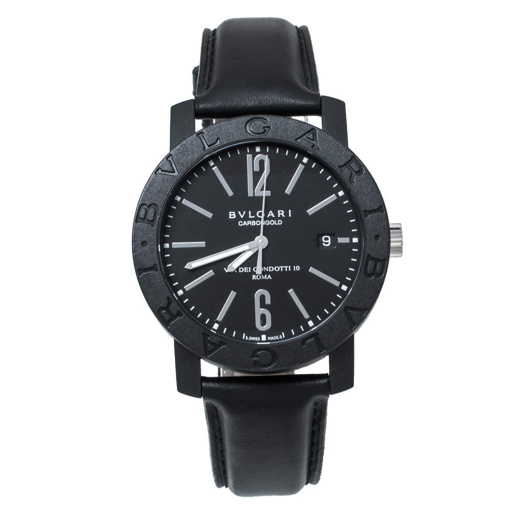 Bvlgari Black Carbongold Via Dei Condotti 10 Roma BB 40 CL Men's Wristwatch 40 mm