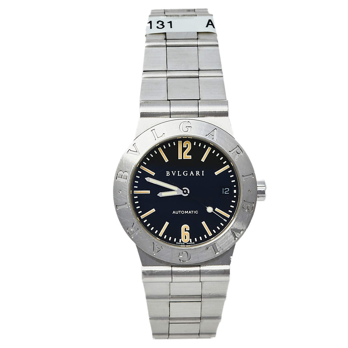 Bvlgari Black Stainless Steel LC 35 S Diagono Automatic Men's Wristwatch 35 MM