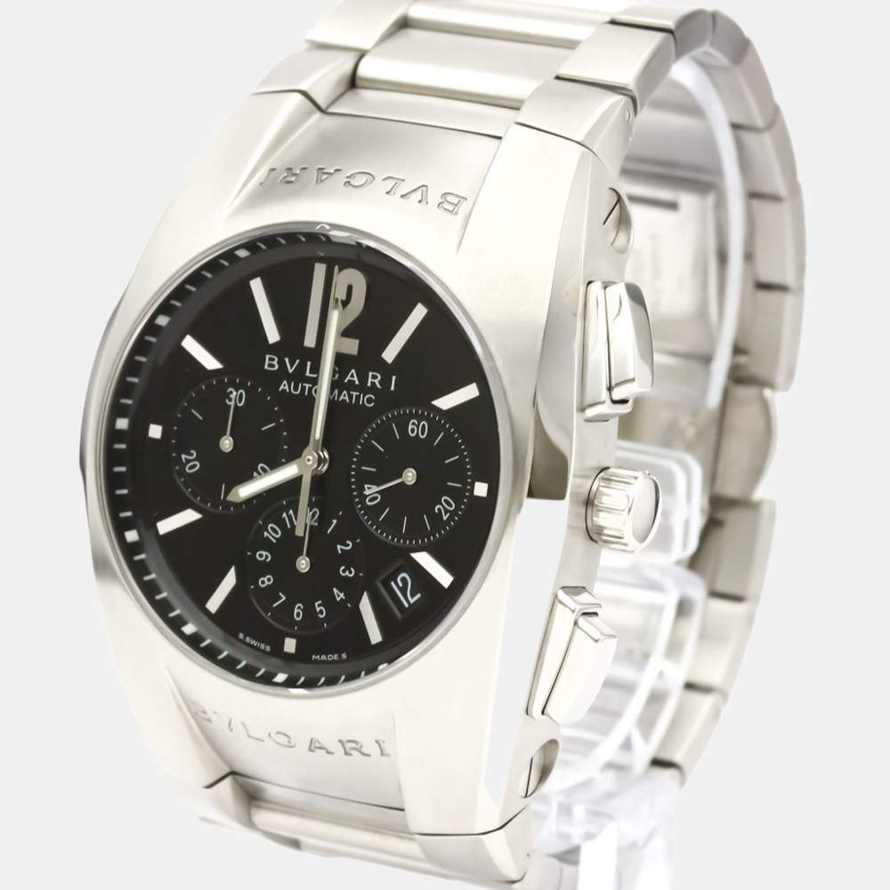 Pre Owned Bvlgari Black Stainless Steel Ergon Chronograph EG40SCH Automatic Men's Wristwatch 40 MM