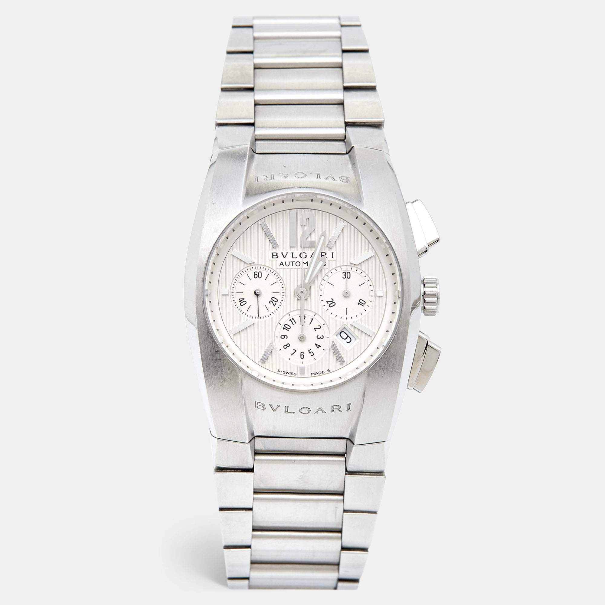 Bvlgari Silver Stainless Steel Ergon EG 35 S CH Men's Wristwatch 35 mm