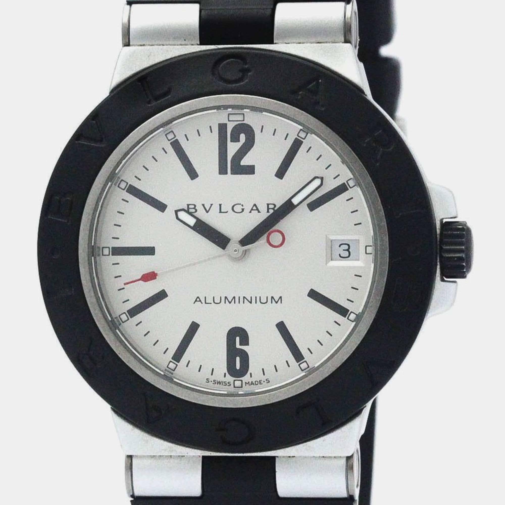 Pre Owned Bvlgari Silver Aluminium Diagono Automatic Men's Wristwatch 38 mm