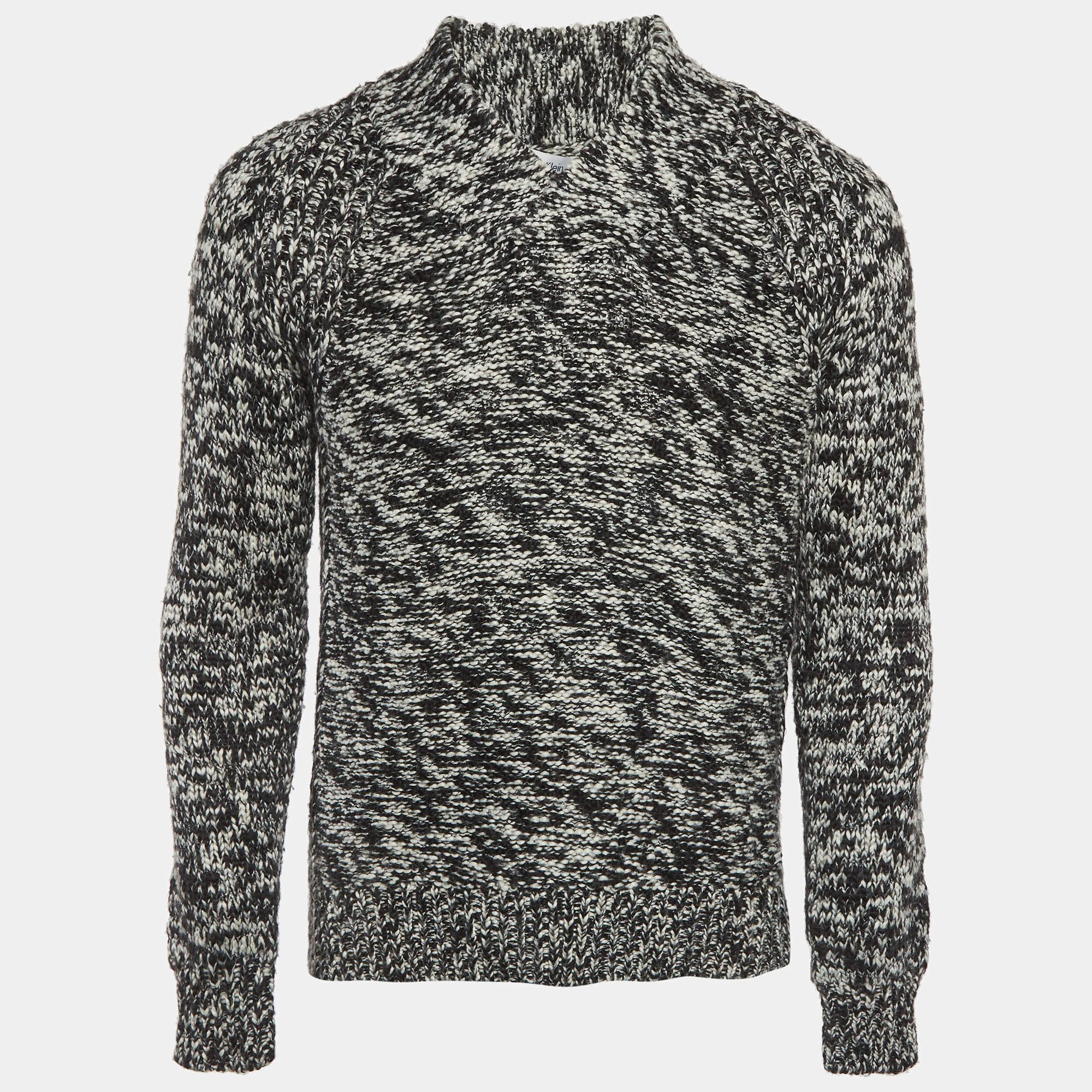 Pre Owned Calvin Klein Monochrome Knit V-Neck Sweater S