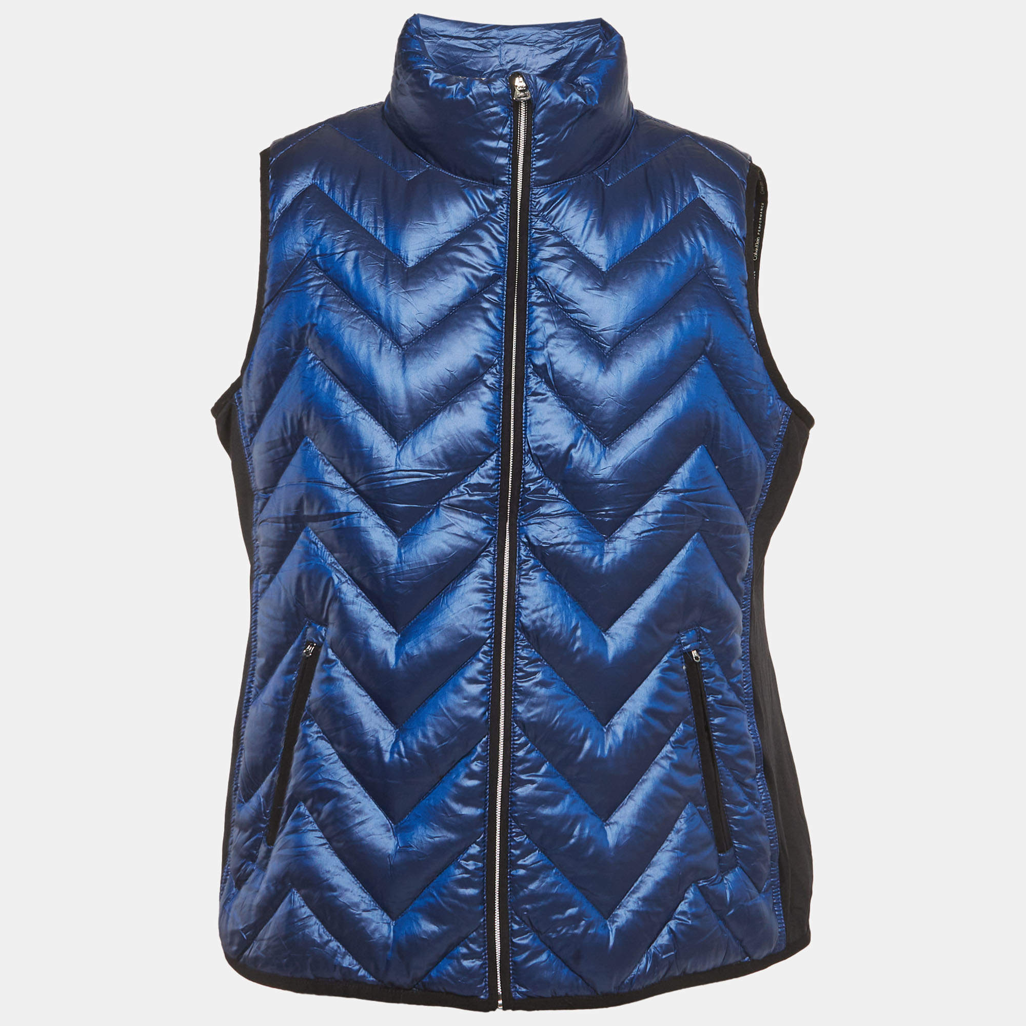 Pre Owned Calvin Klein Blue Synthetic Quilted Down Gilet XXL