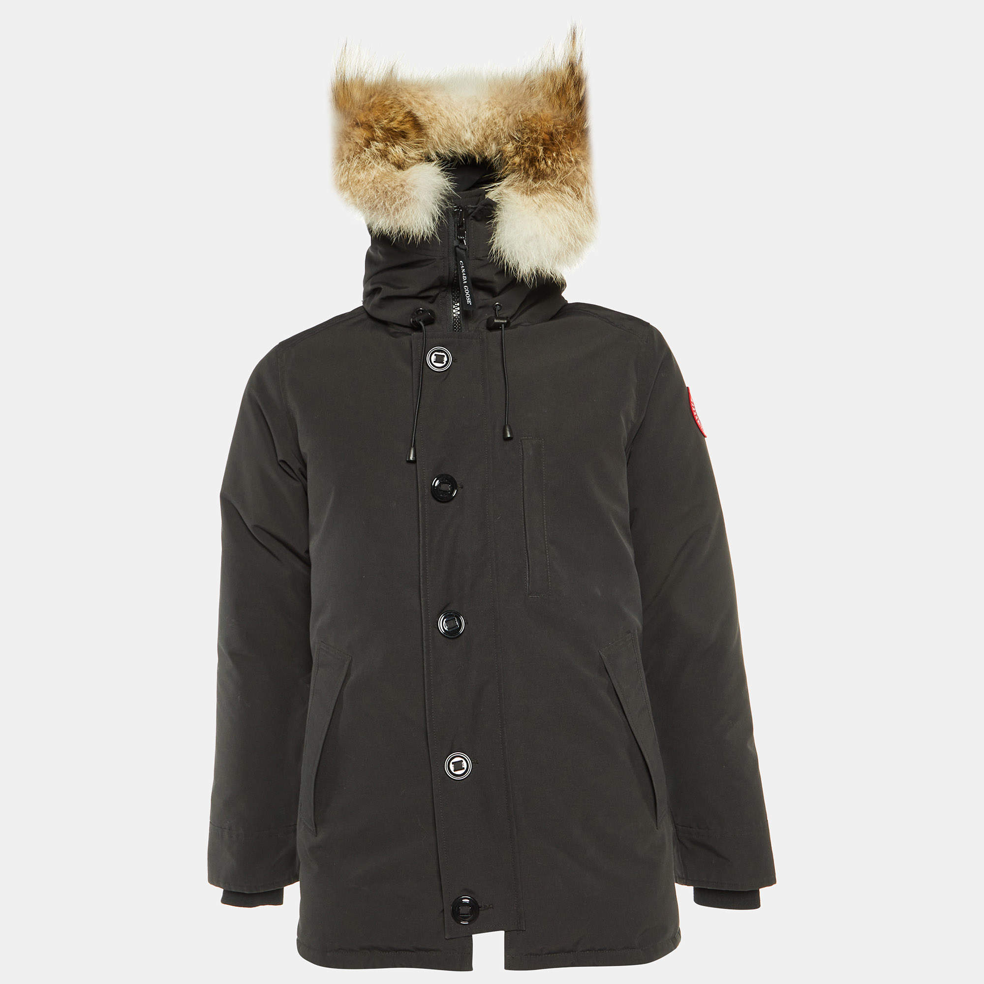 Canada Goose Black Synthetic Detachable Fur Hooded Zip-Up Jacket M