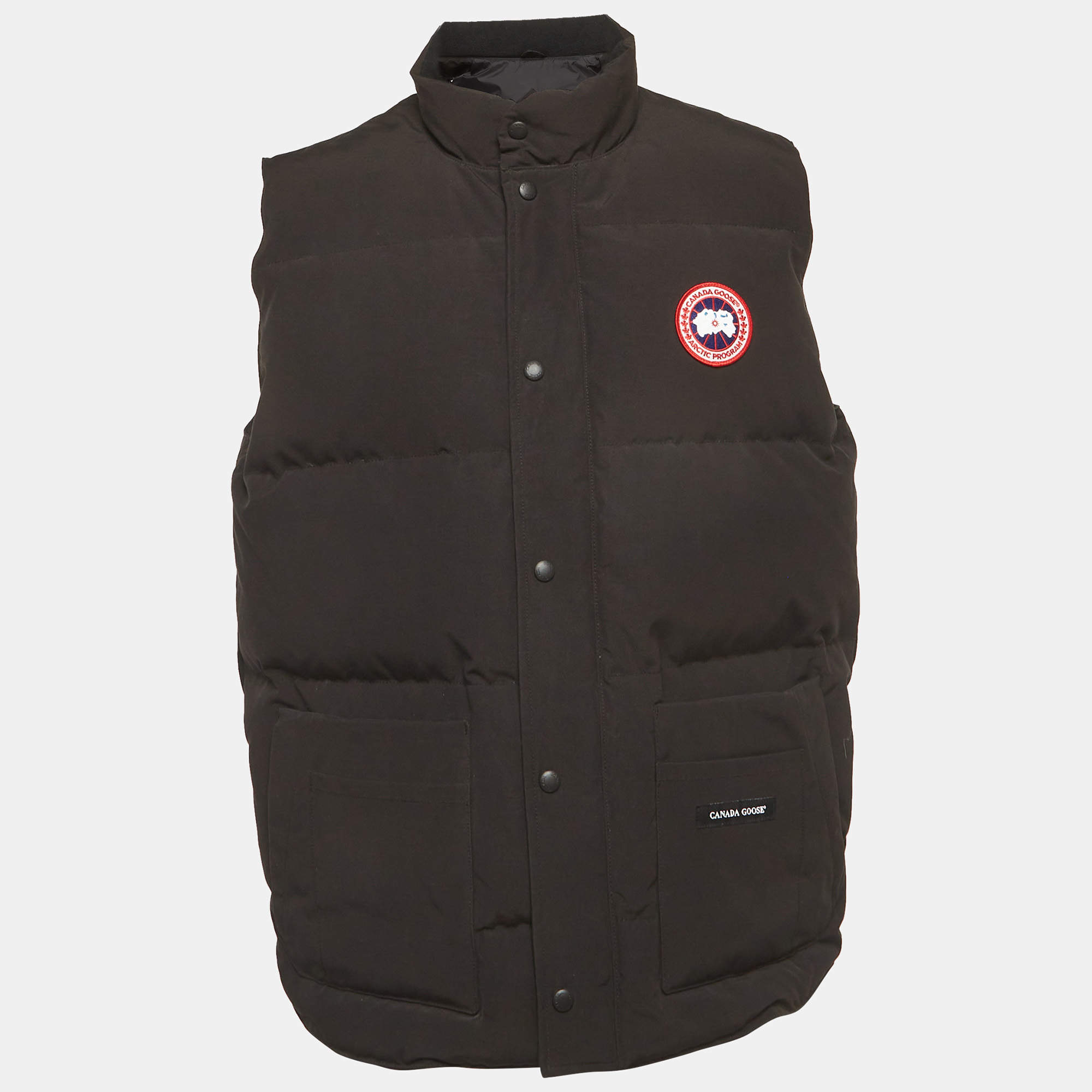 مملوكة مسبقًا صدرية كندا غوز سوداء صناعية داون مقاس كبير جدًا