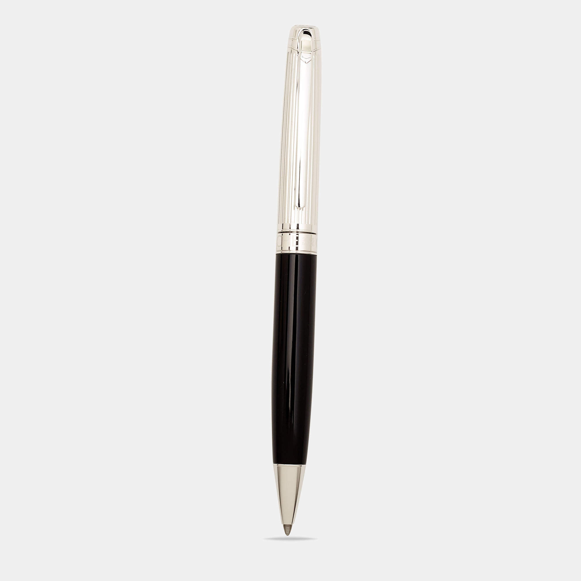 Caran d'Ache Leman Black Resin Textured Silver Tone Ballpoint Pen