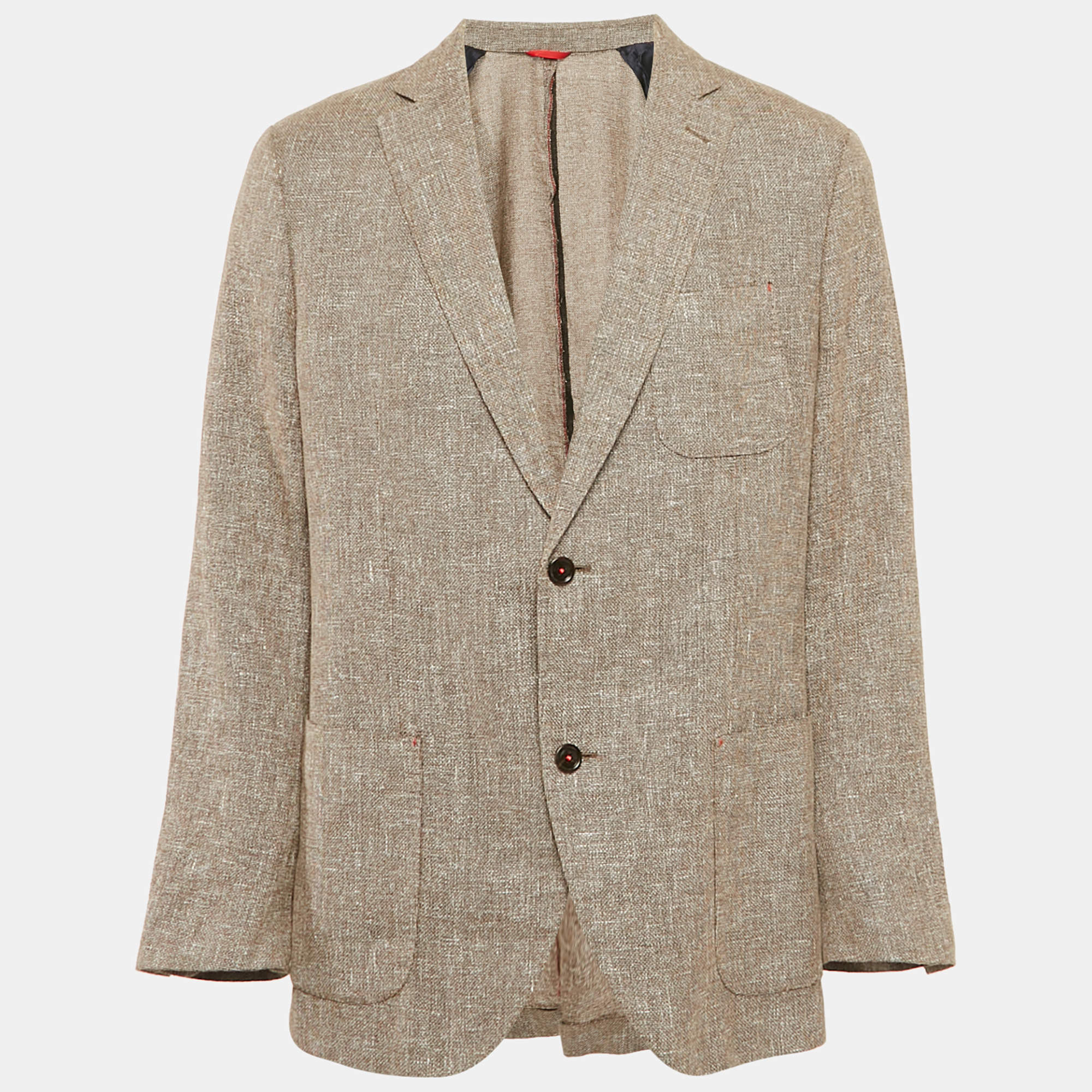 Carolina Herrera Beige Linen Blend Traditional Single Breasted Blazer XXL