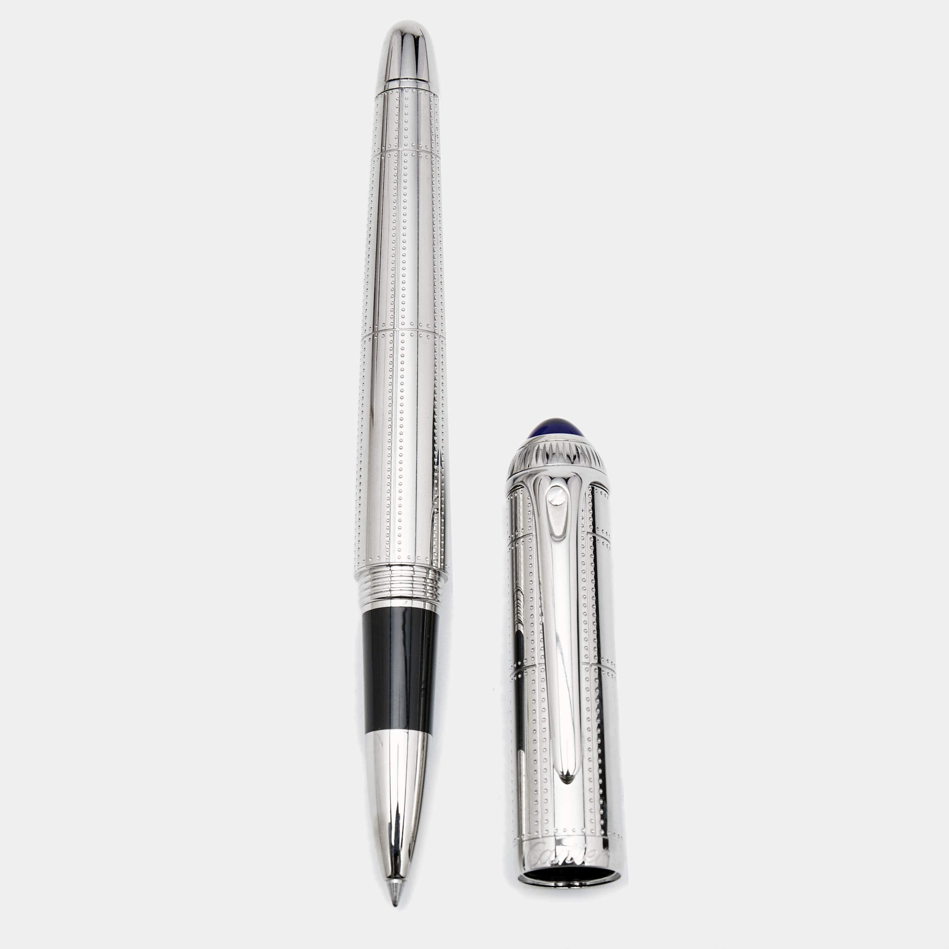 Cartier R de Cartier Resin Silver Tone Rollerball Pen