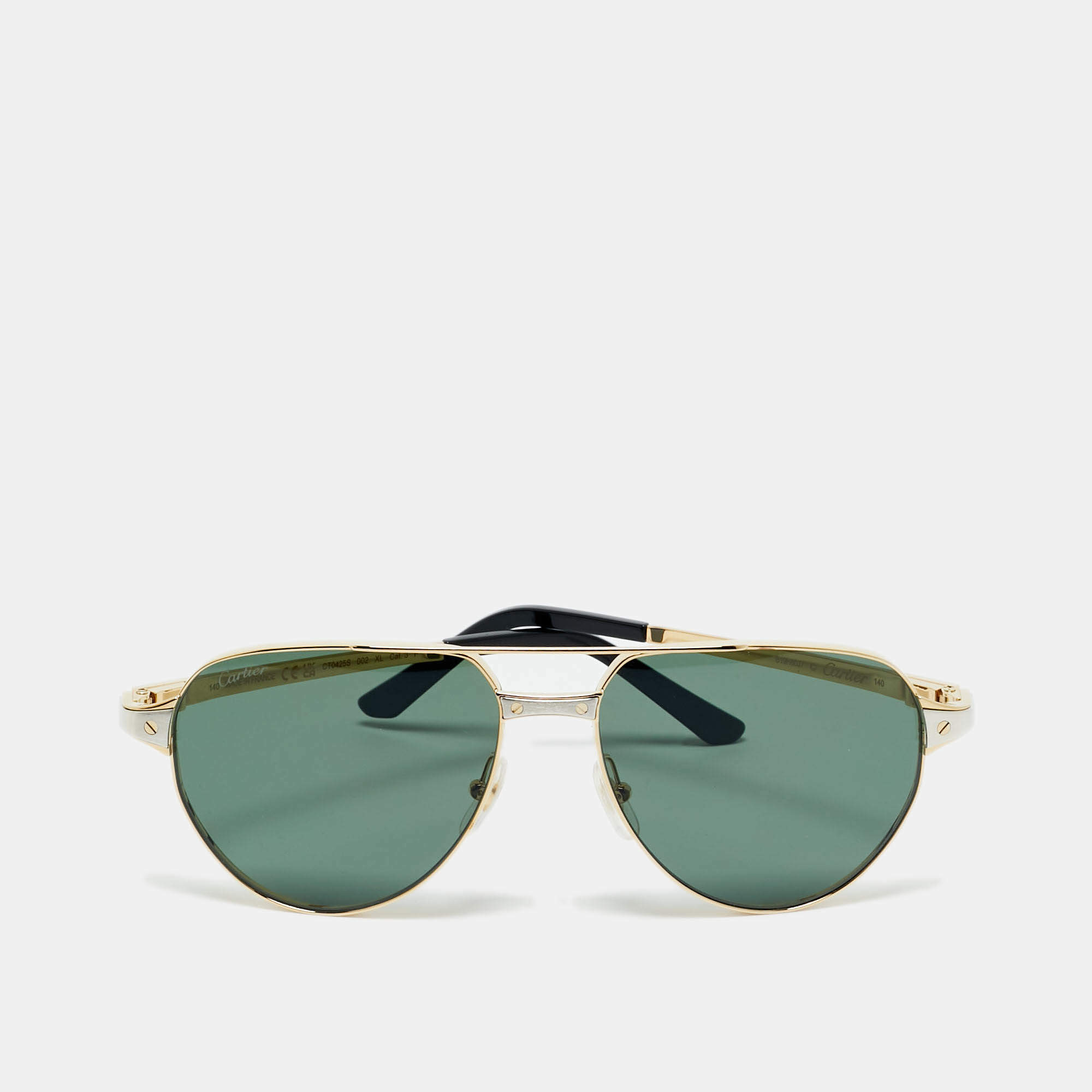 Pre Owned Cartier Black/Gold Tone CT0425S Aviator Sunglasses