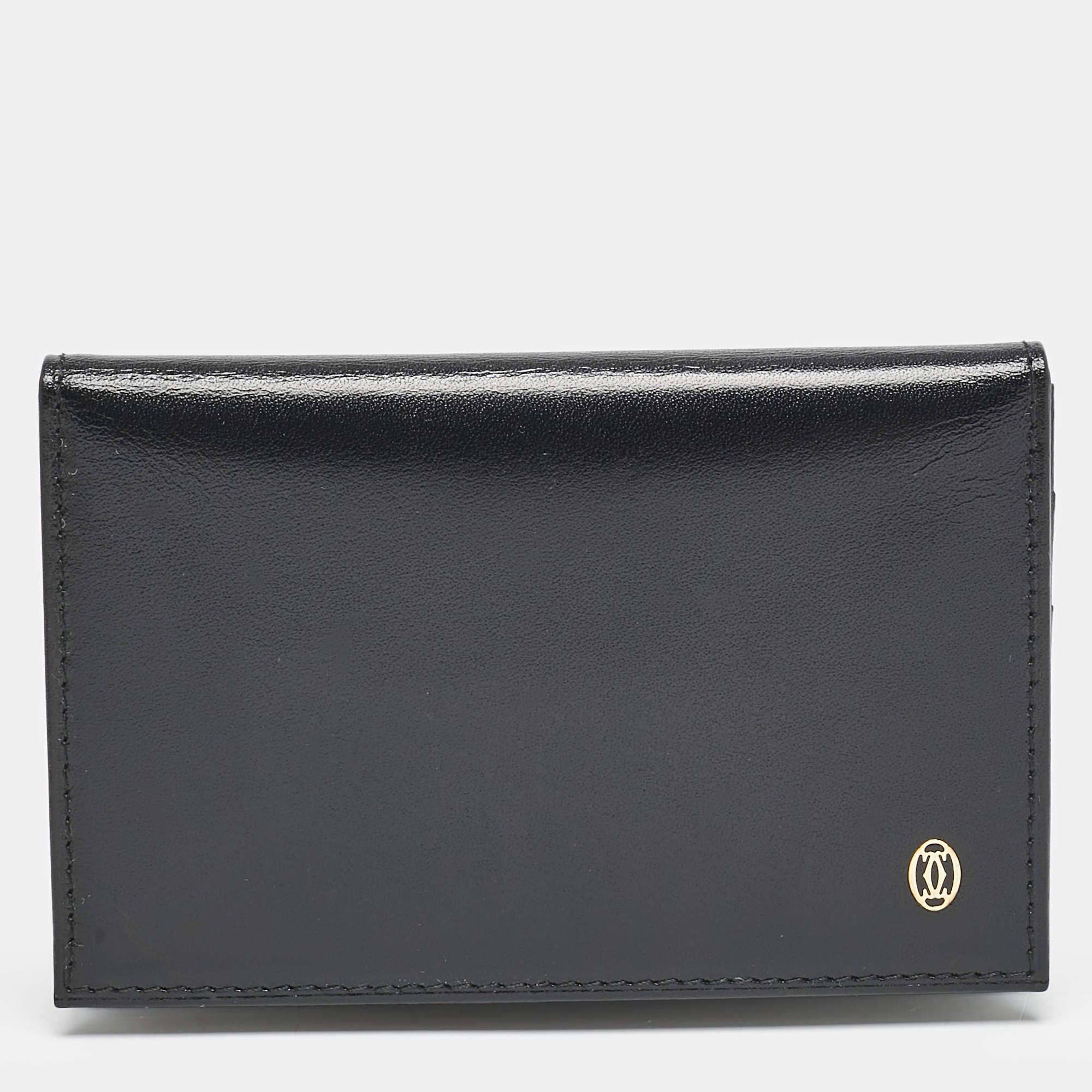 Cartier Black Leather Logo Flap Card Case