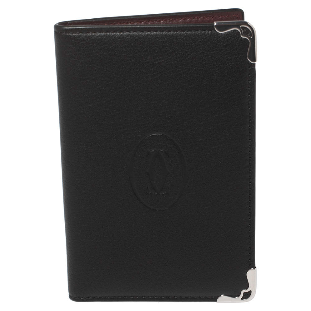 Pre Owned Cartier Black Leather Must De Cartier Card Holder