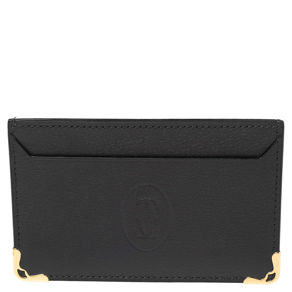 Pre Owned Cartier Black Leather Must de Cartier Card Holder