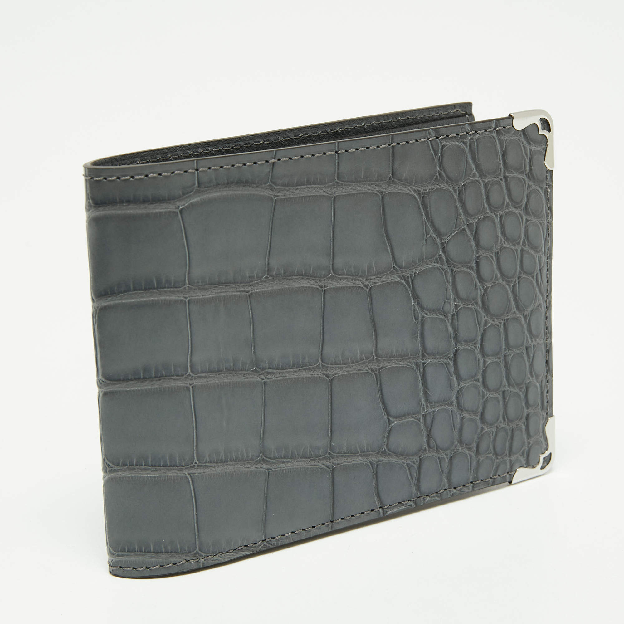 Cartier Grey Alligator Leather Must de Cartier Bifold Wallet