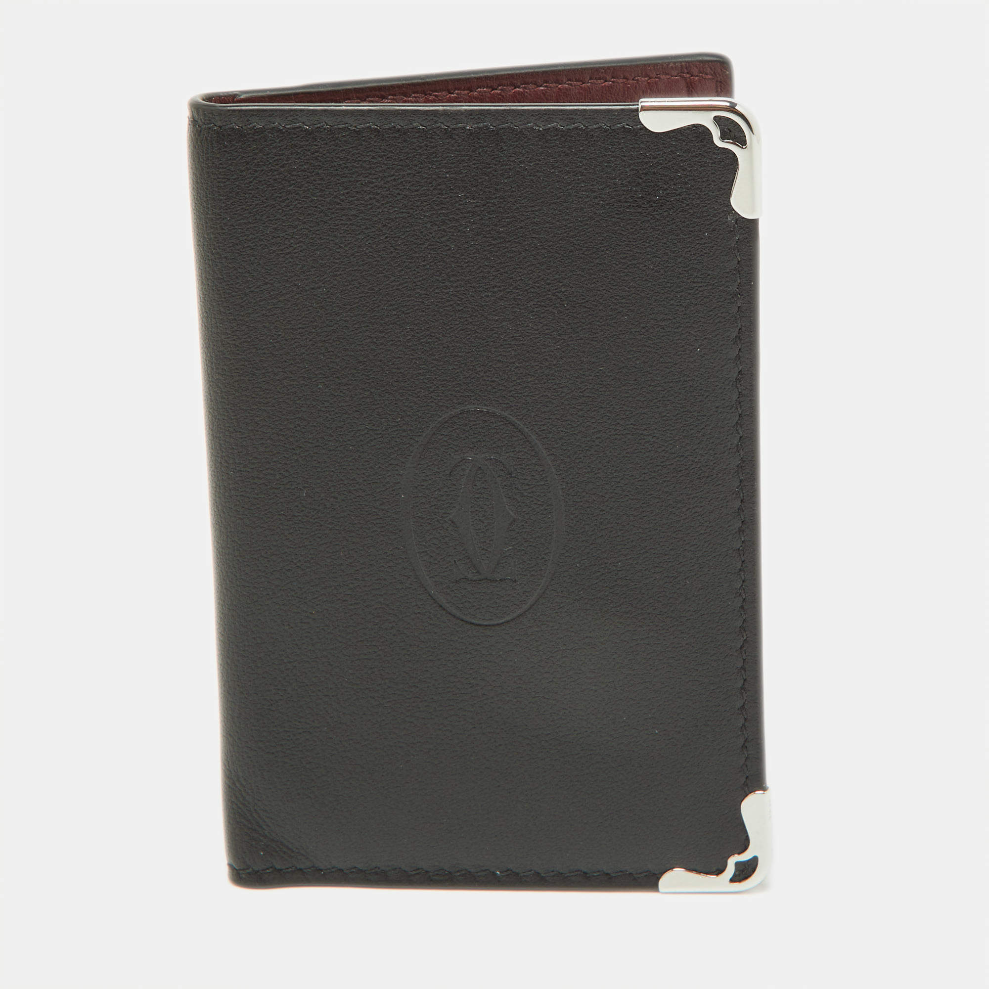 Pre Owned Cartier Black Leather Must De Cartier Card Holder