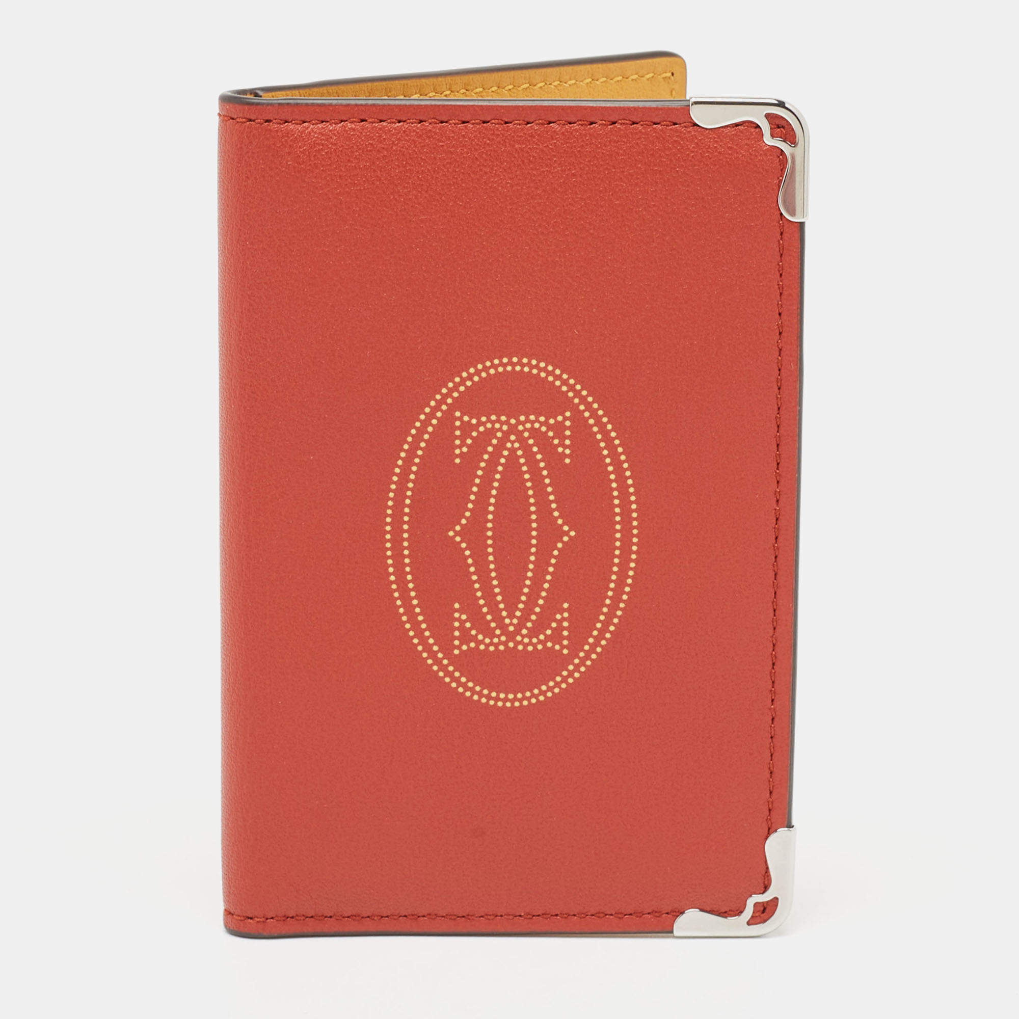 Cartier Maroon/Mustard Leather Must De Cartier Card Holder