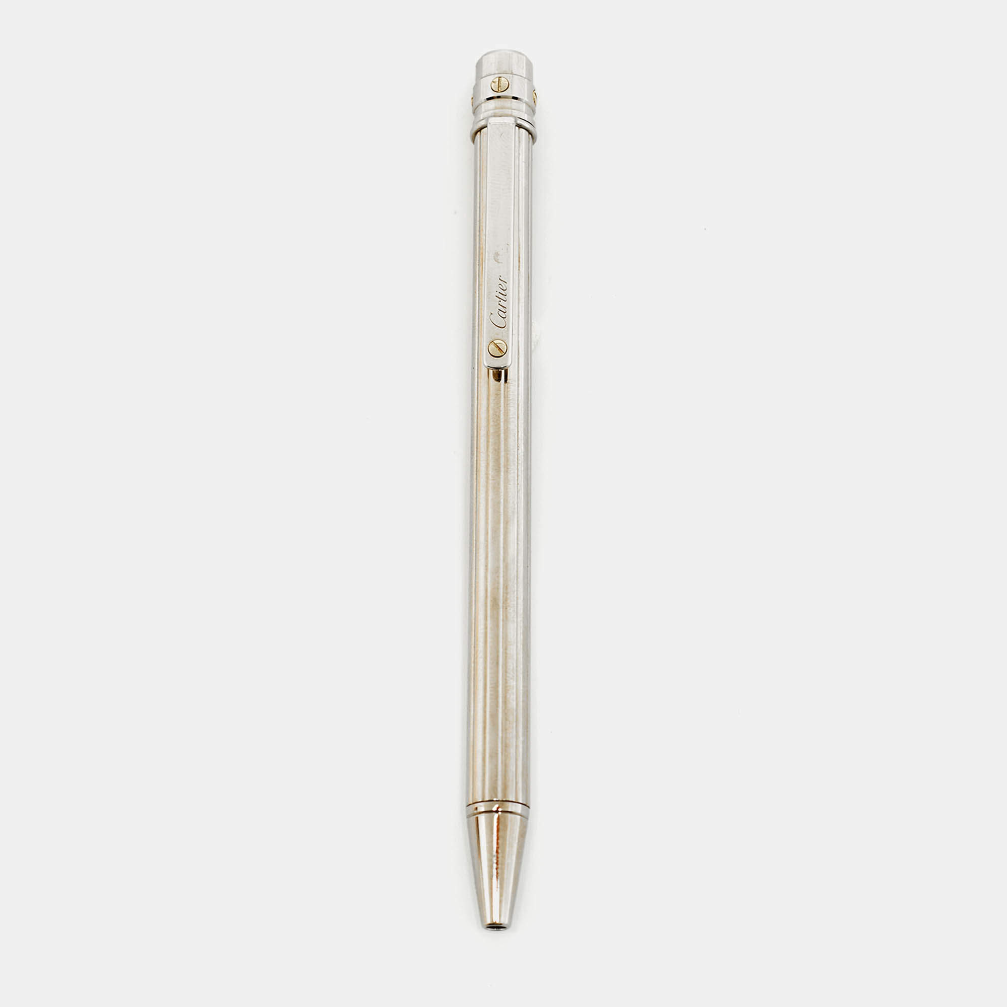 Pre Owned Cartier Santos De Cartier Textured Two Tone Ballpoint Pen
