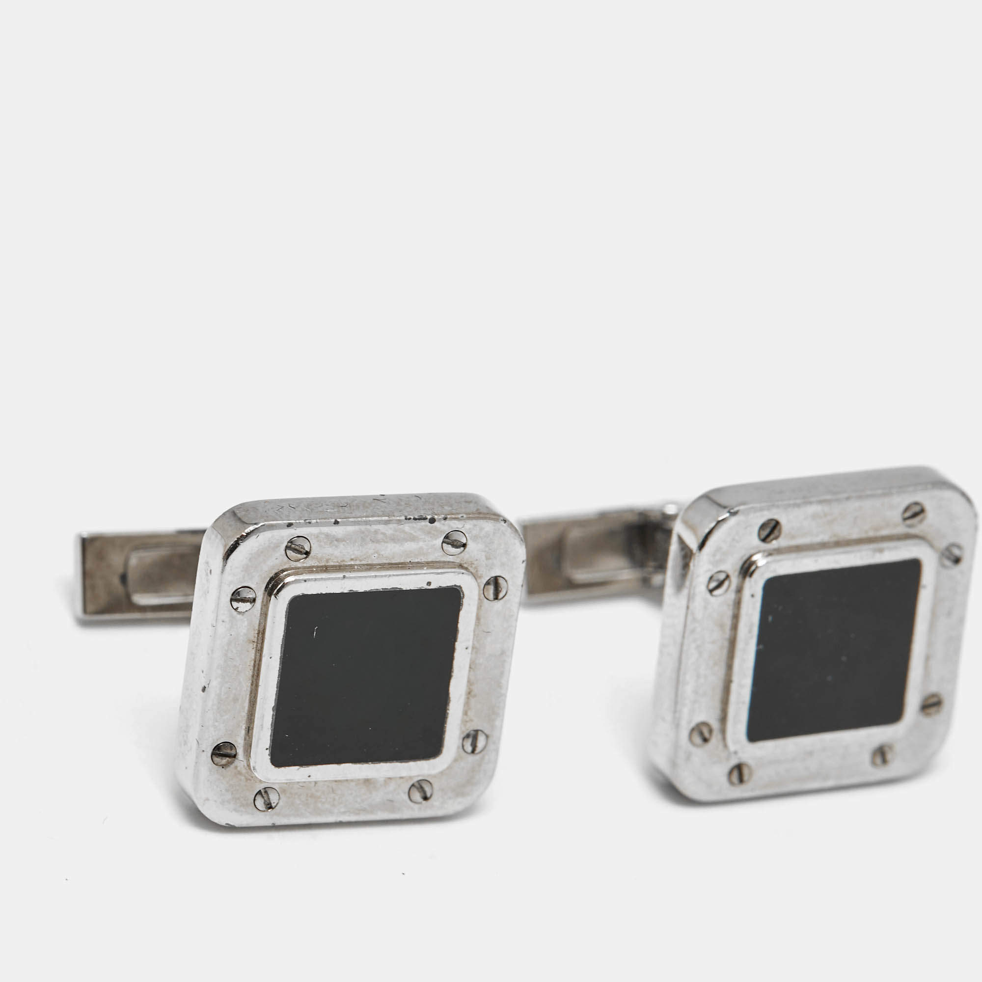 Cartier Black Santos de Cartier Sterling Silver Cufflinks Cartier