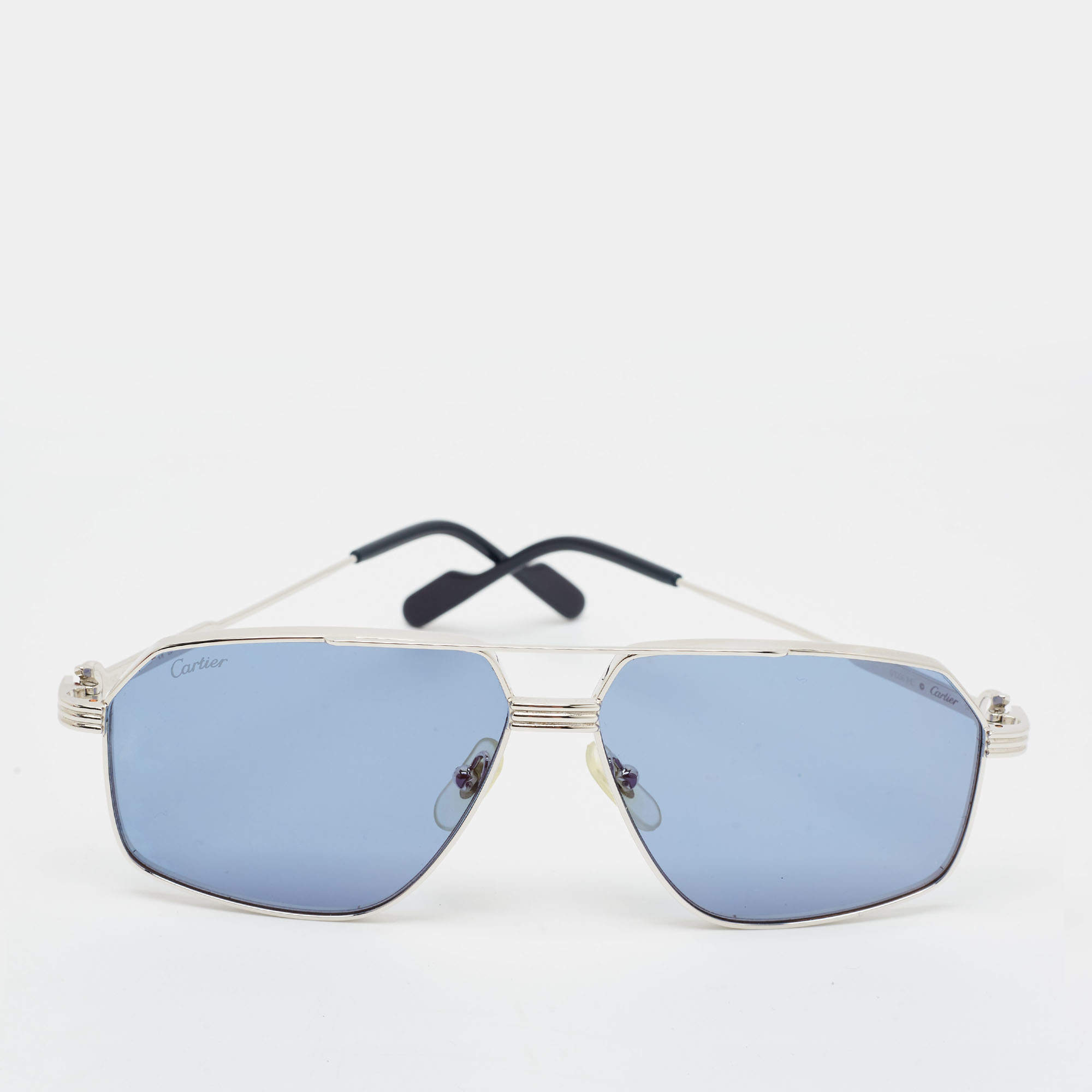 Pre Owned Cartier Blue/Silver Tone Premiere De Cartier CT0270S Sunglasses